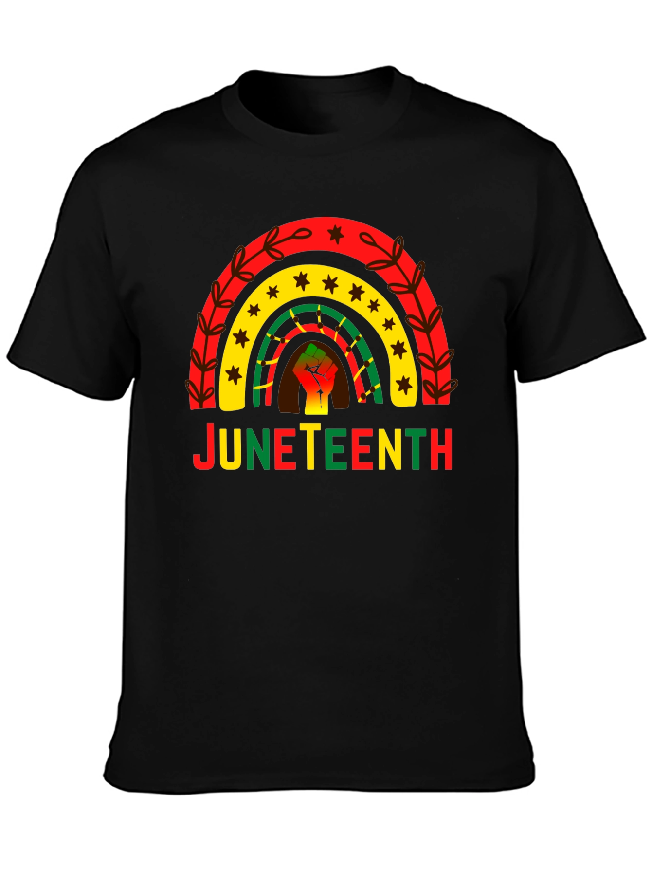 Juneteenth Rainbow Fist Graphic T-Shirt