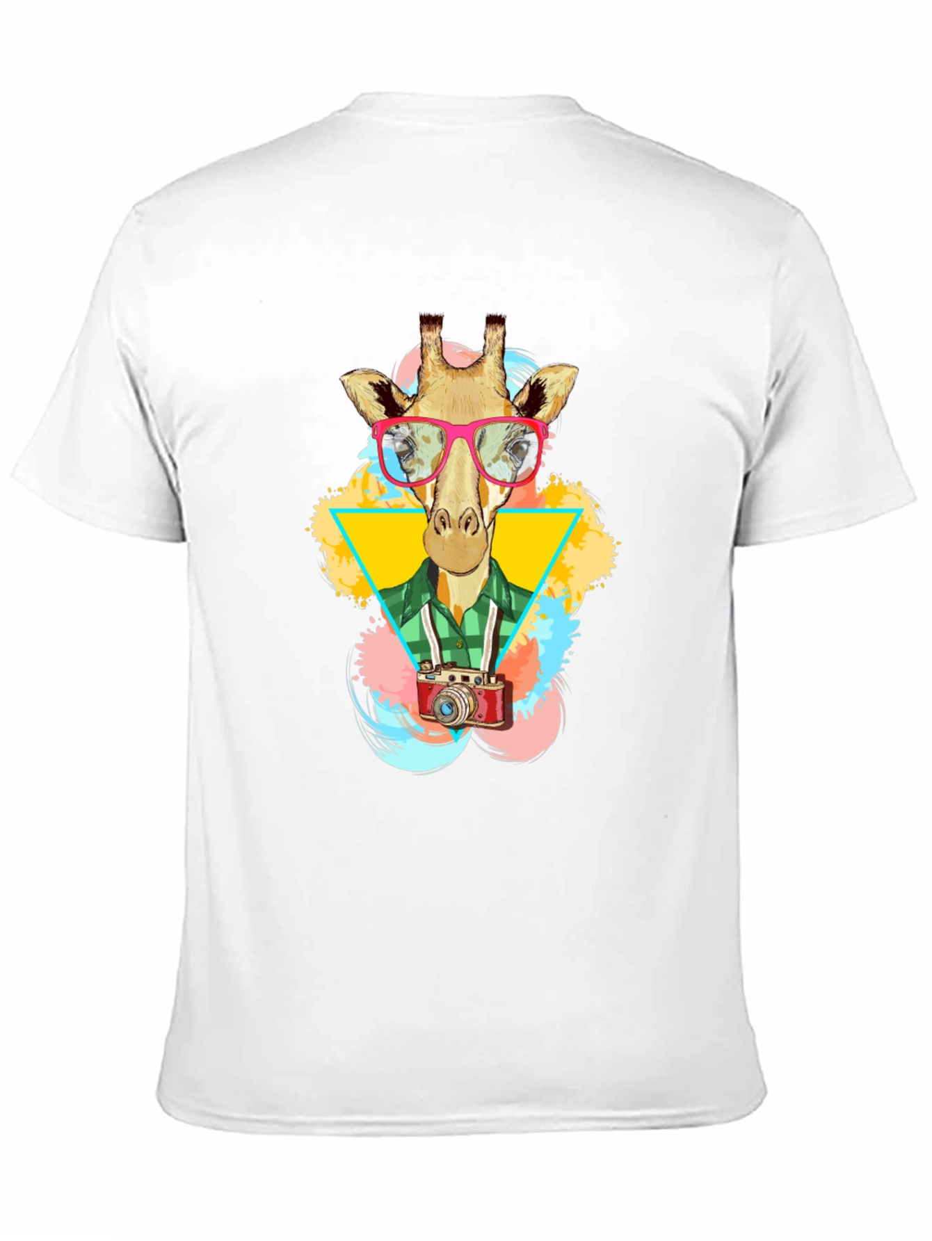 Giraffe Photographer Graphic T-Shirt - Mens Black Tee