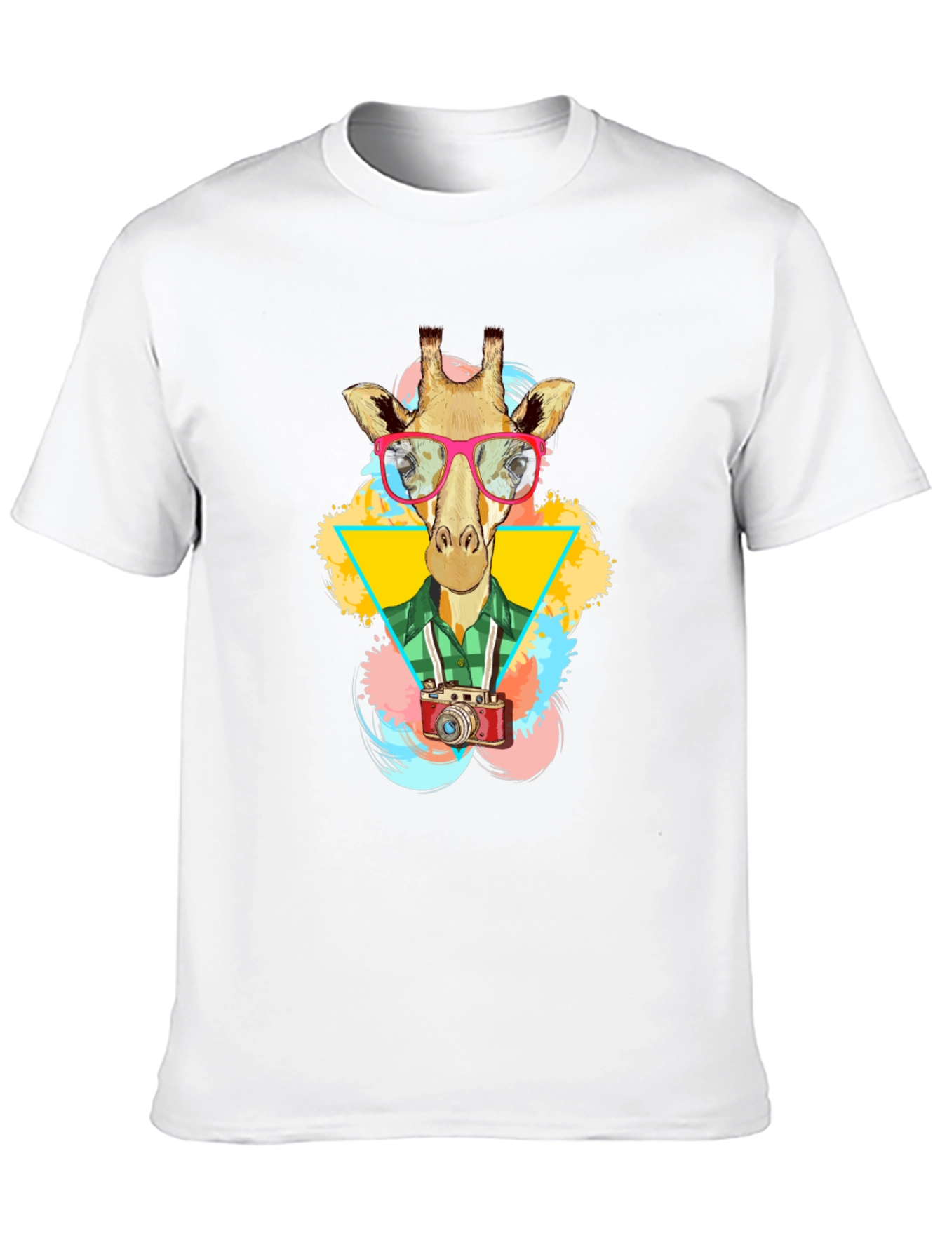 Giraffe Photographer Graphic T-Shirt - Mens Black Tee