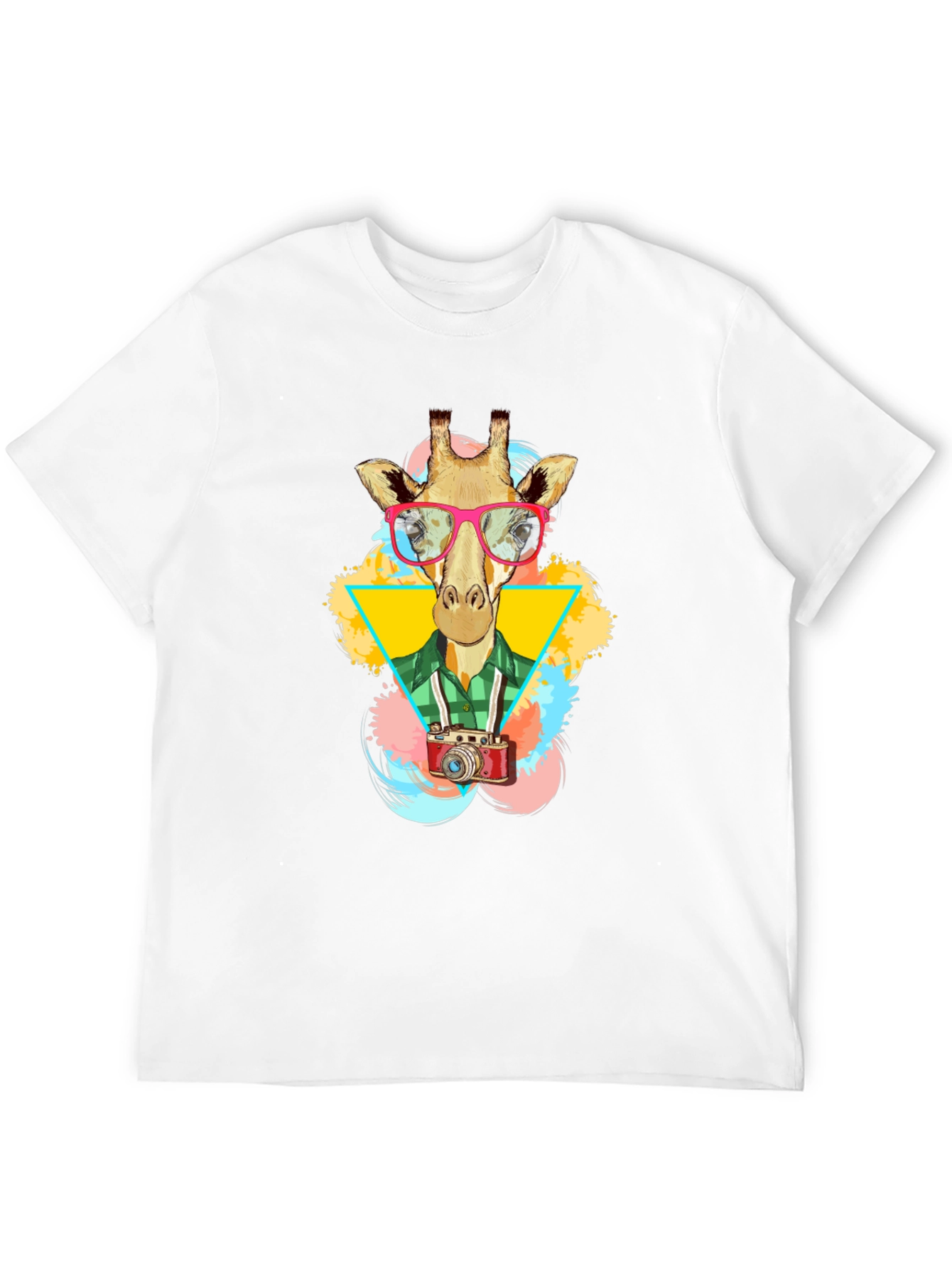 Giraffe Photographer Graphic T-Shirt - Mens Black Tee