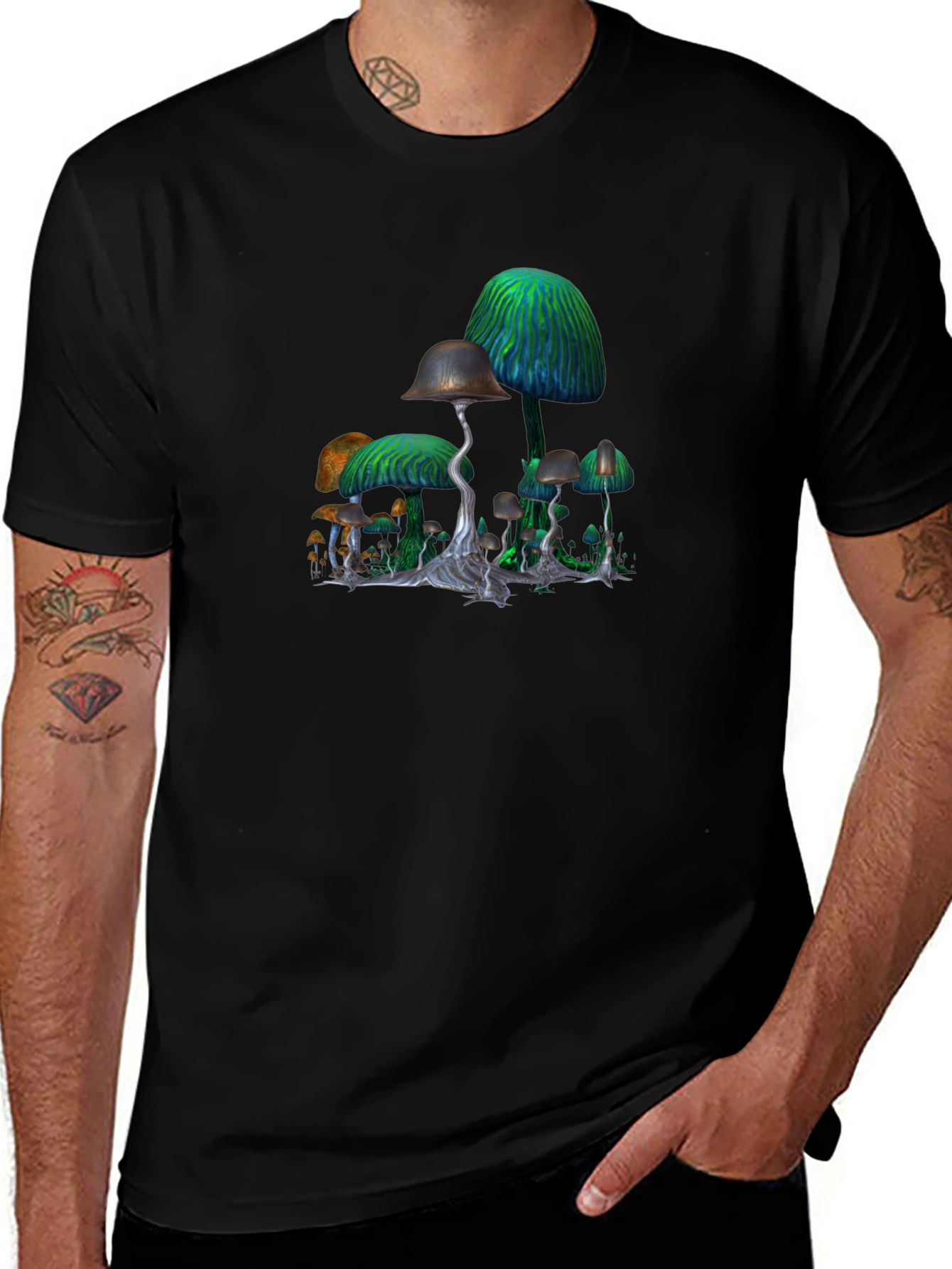Mushroom Graphic Black T-Shirt