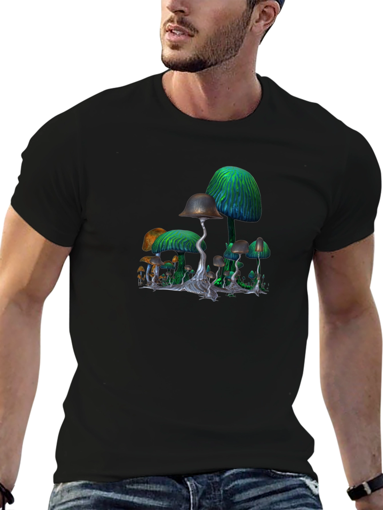 Mushroom Graphic Black T-Shirt