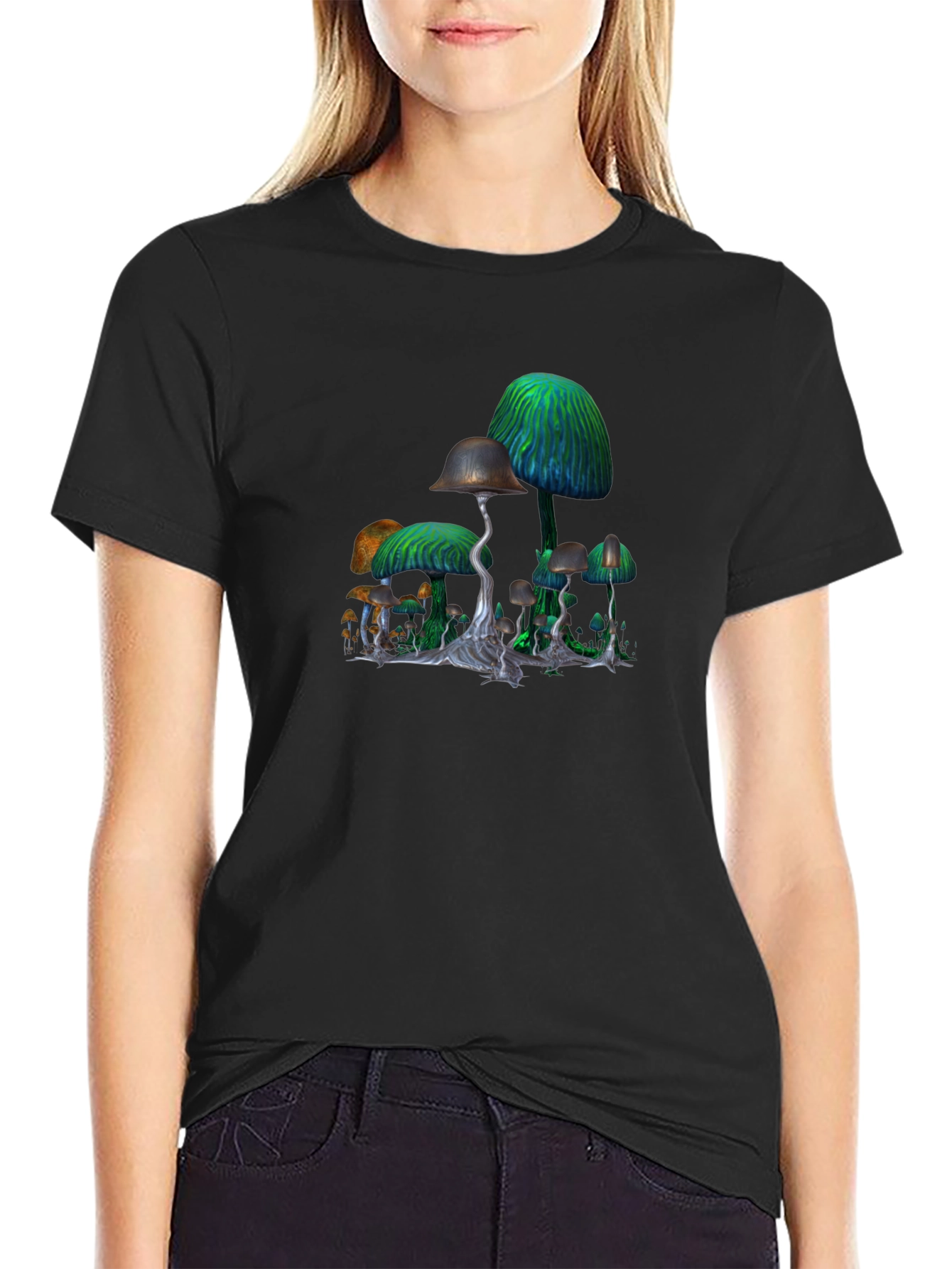 Mushroom Graphic Black T-Shirt