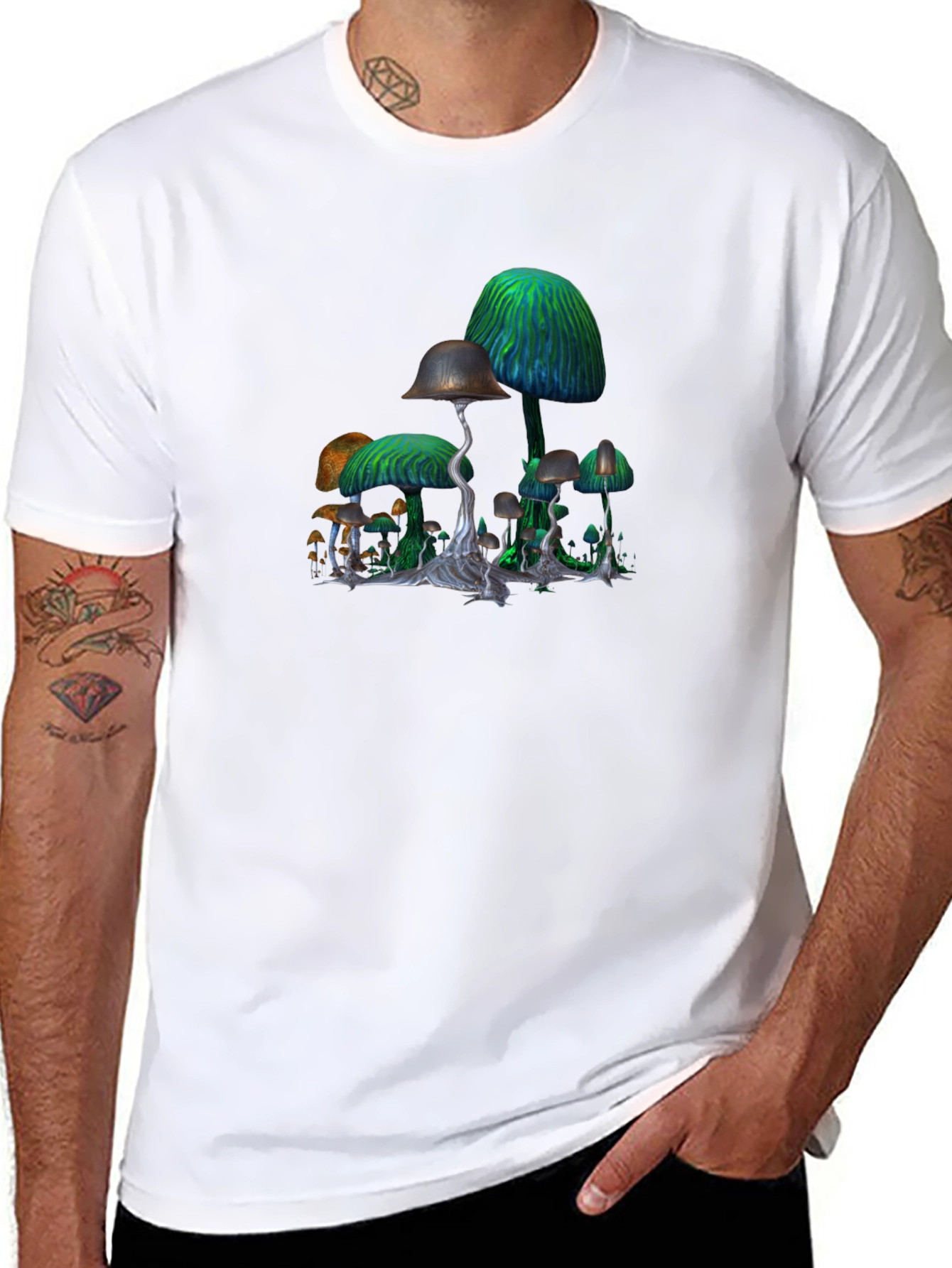 Mushroom Graphic Black T-Shirt