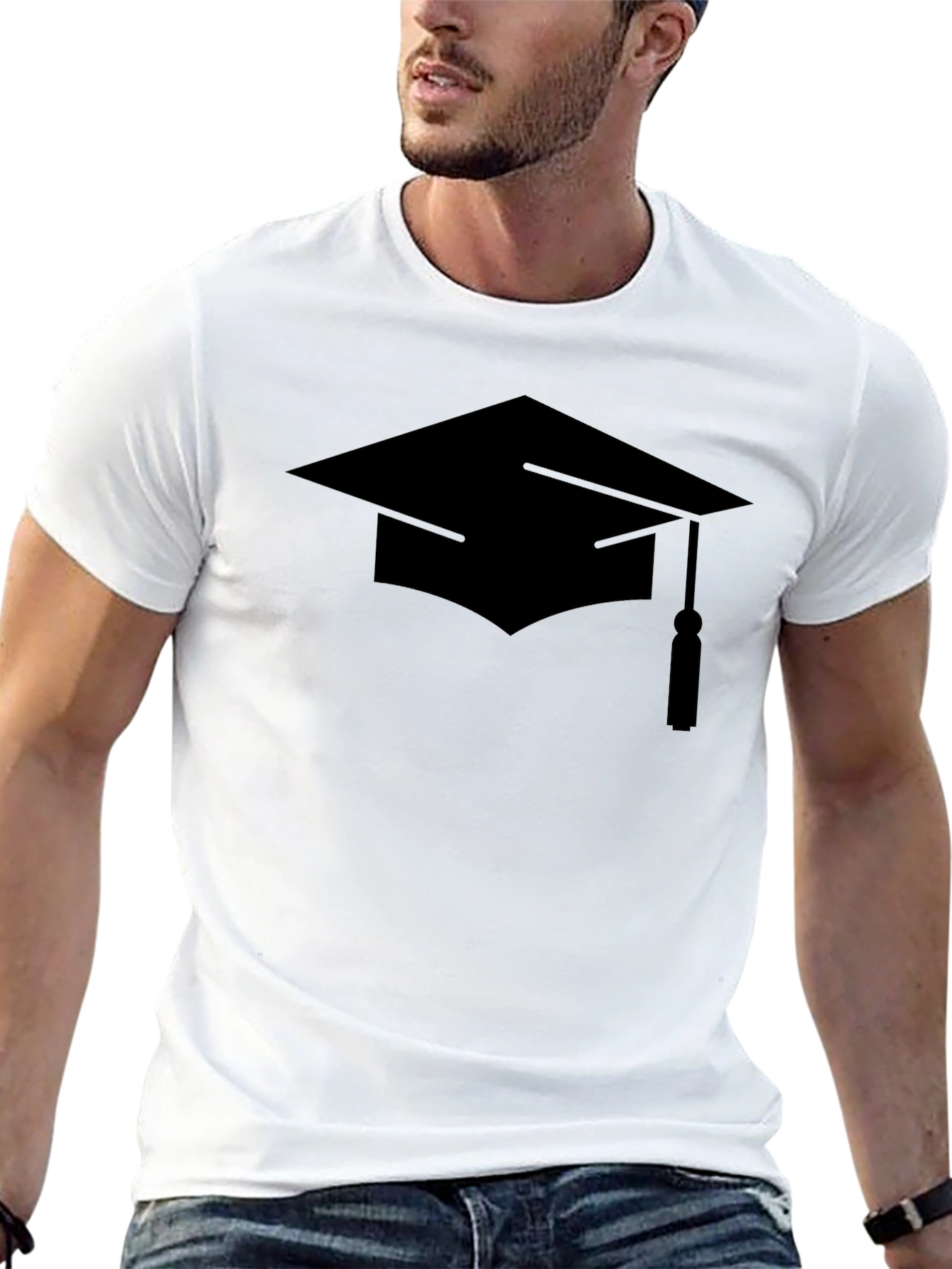 Graduation Cap Graphic Tee - Black