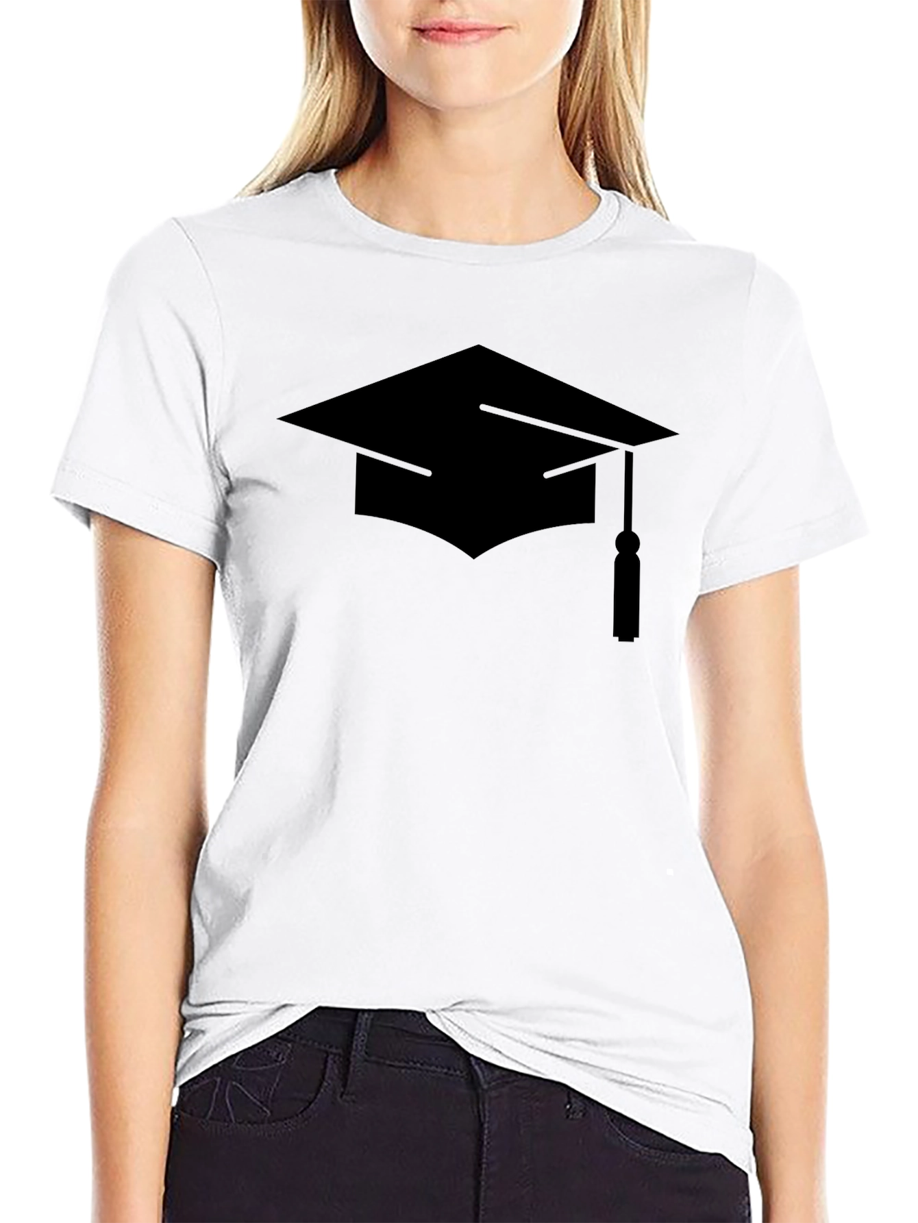 Graduation Cap Graphic Tee - Black