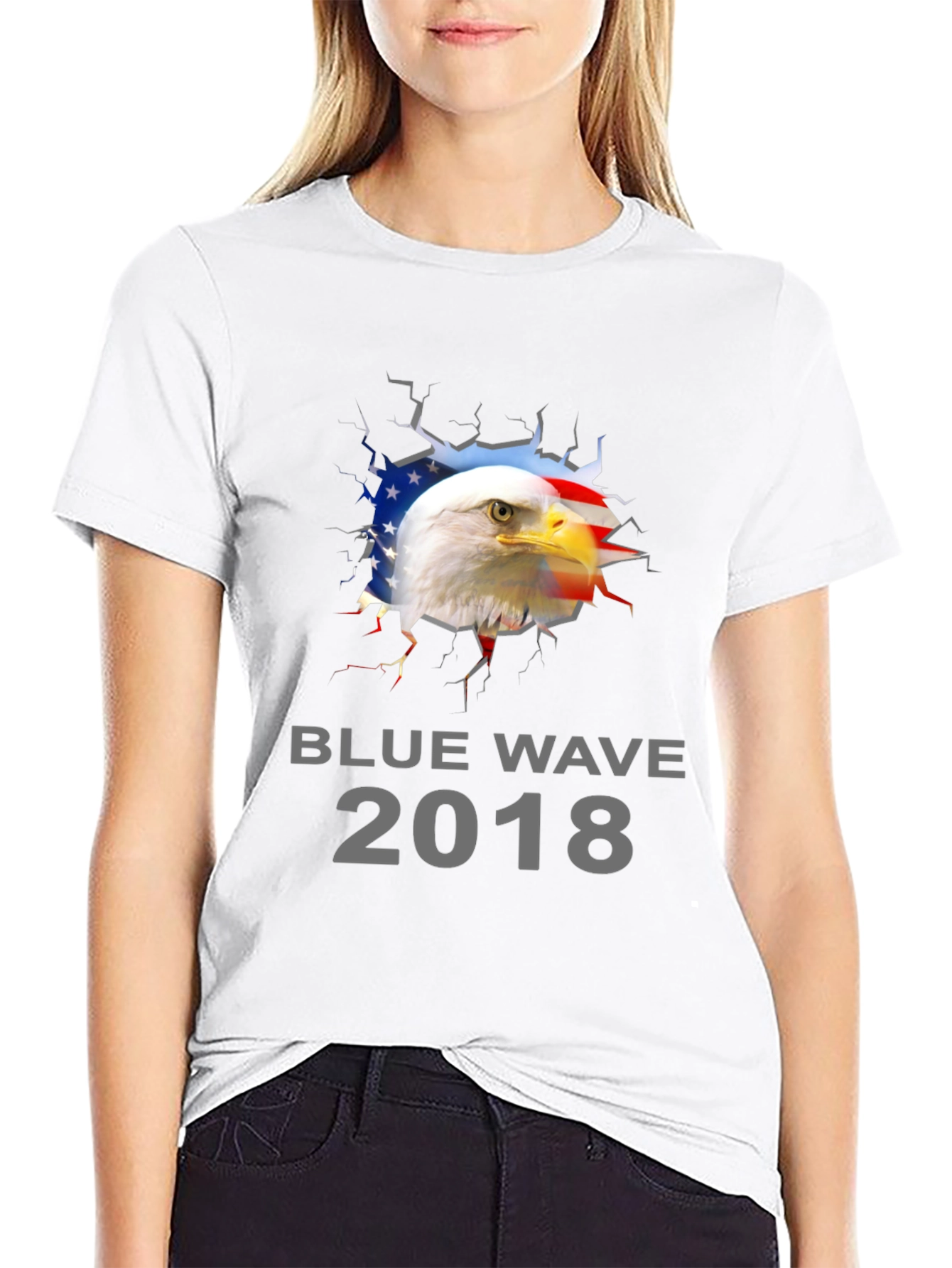 Blue Wave 2018 Eagle Patriotic Graphic T-Shirt