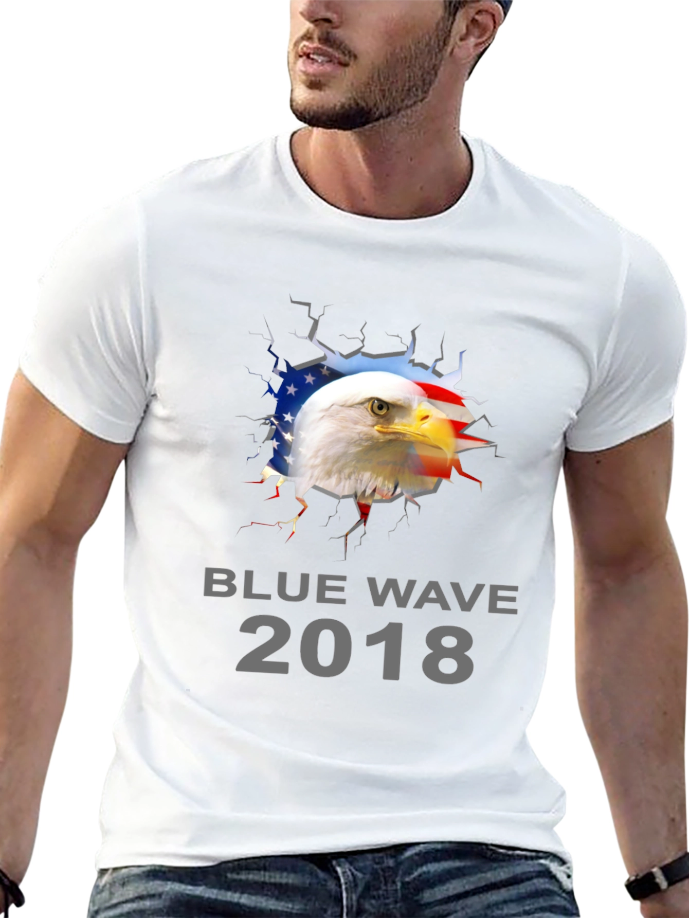 Blue Wave 2018 Eagle Patriotic Graphic T-Shirt