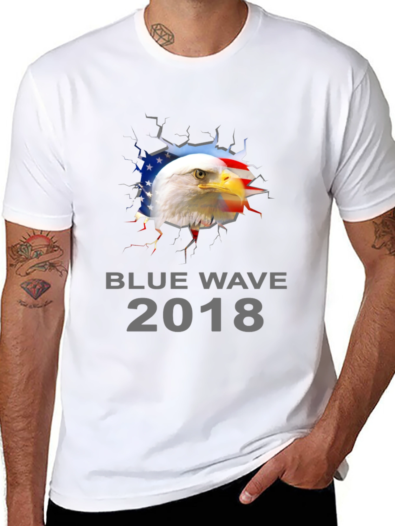 Blue Wave 2018 Eagle Patriotic Graphic T-Shirt