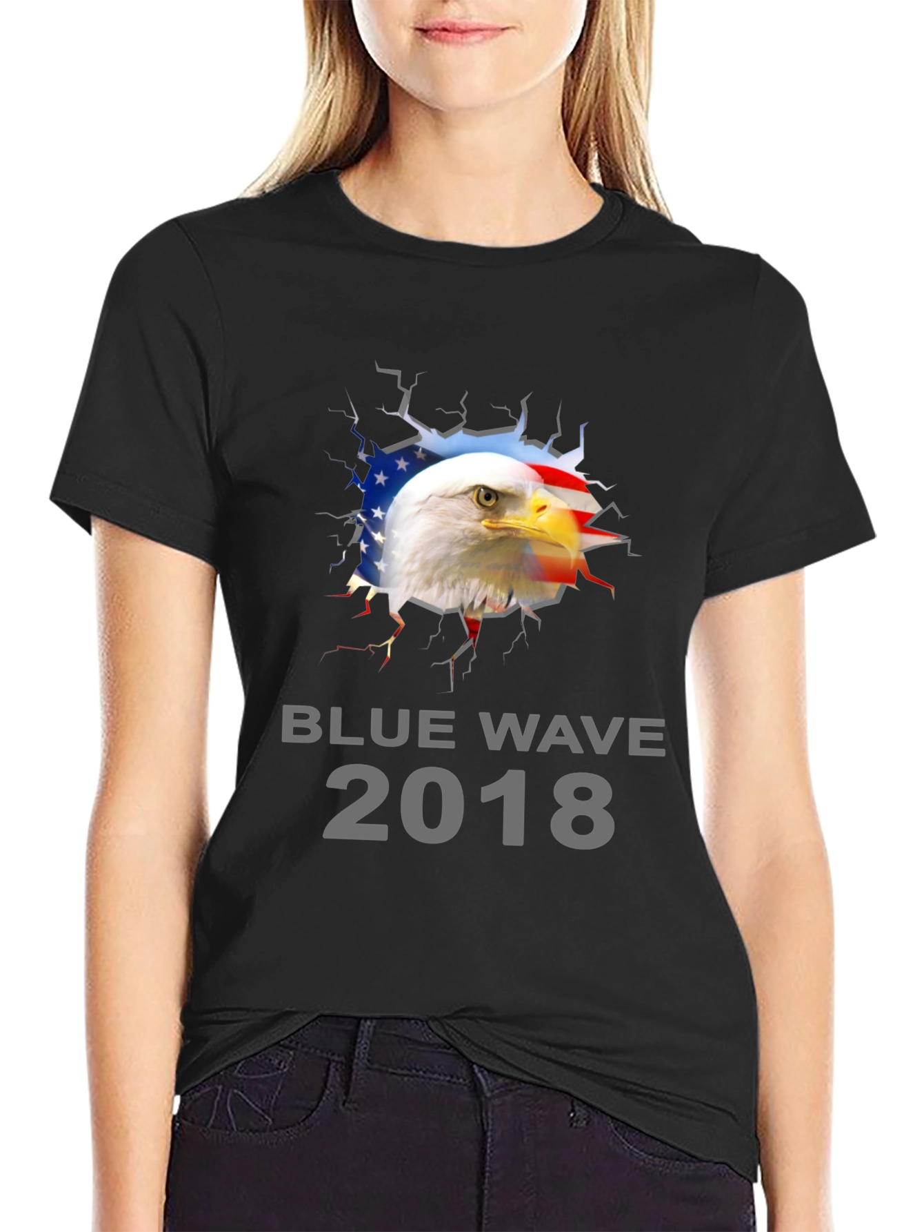Blue Wave 2018 Eagle Patriotic Graphic T-Shirt