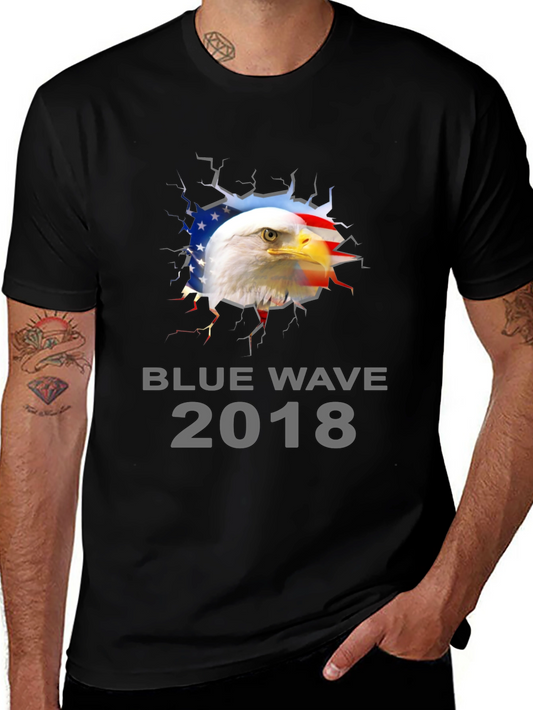 Blue Wave 2018 Eagle Patriotic Graphic T-Shirt