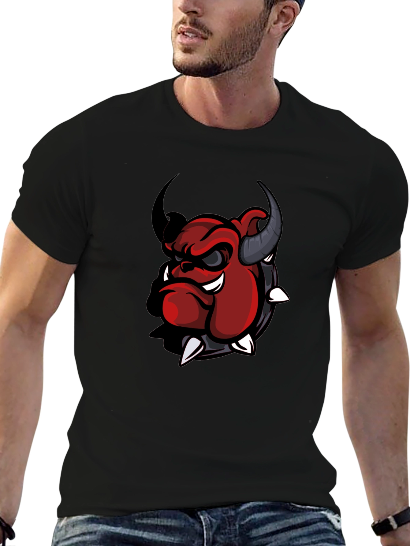 Cool Devil Bulldog Graphic T-Shirt