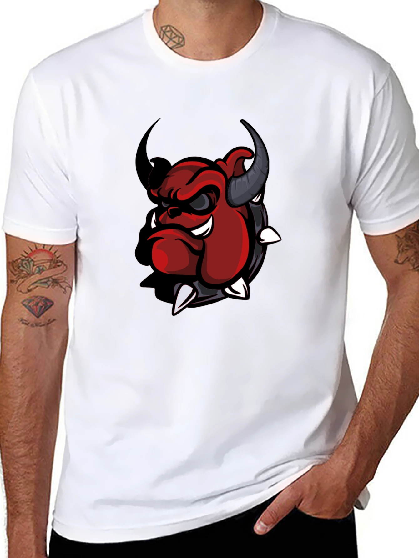 Cool Devil Bulldog Graphic T-Shirt