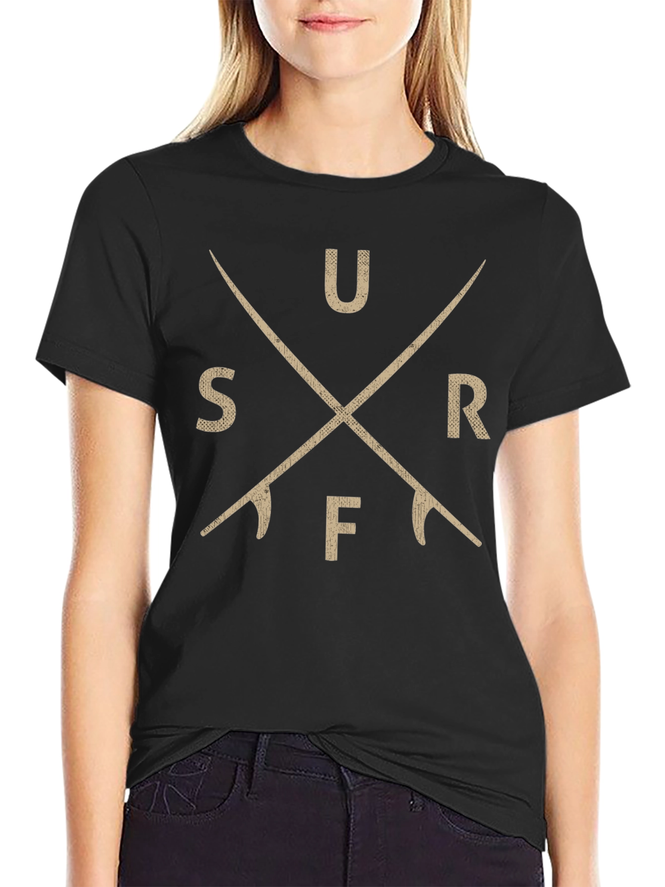 Surfboard Cross T-Shirt - Black