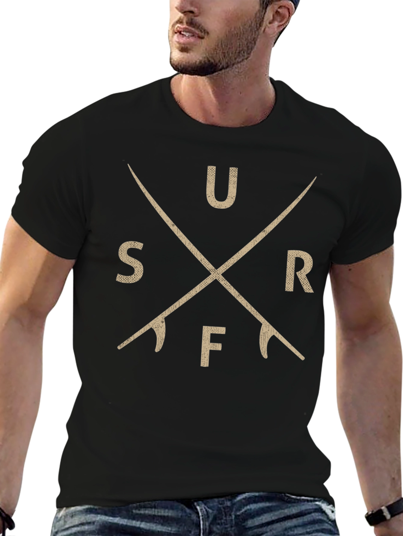 Surfboard Cross T-Shirt - Black