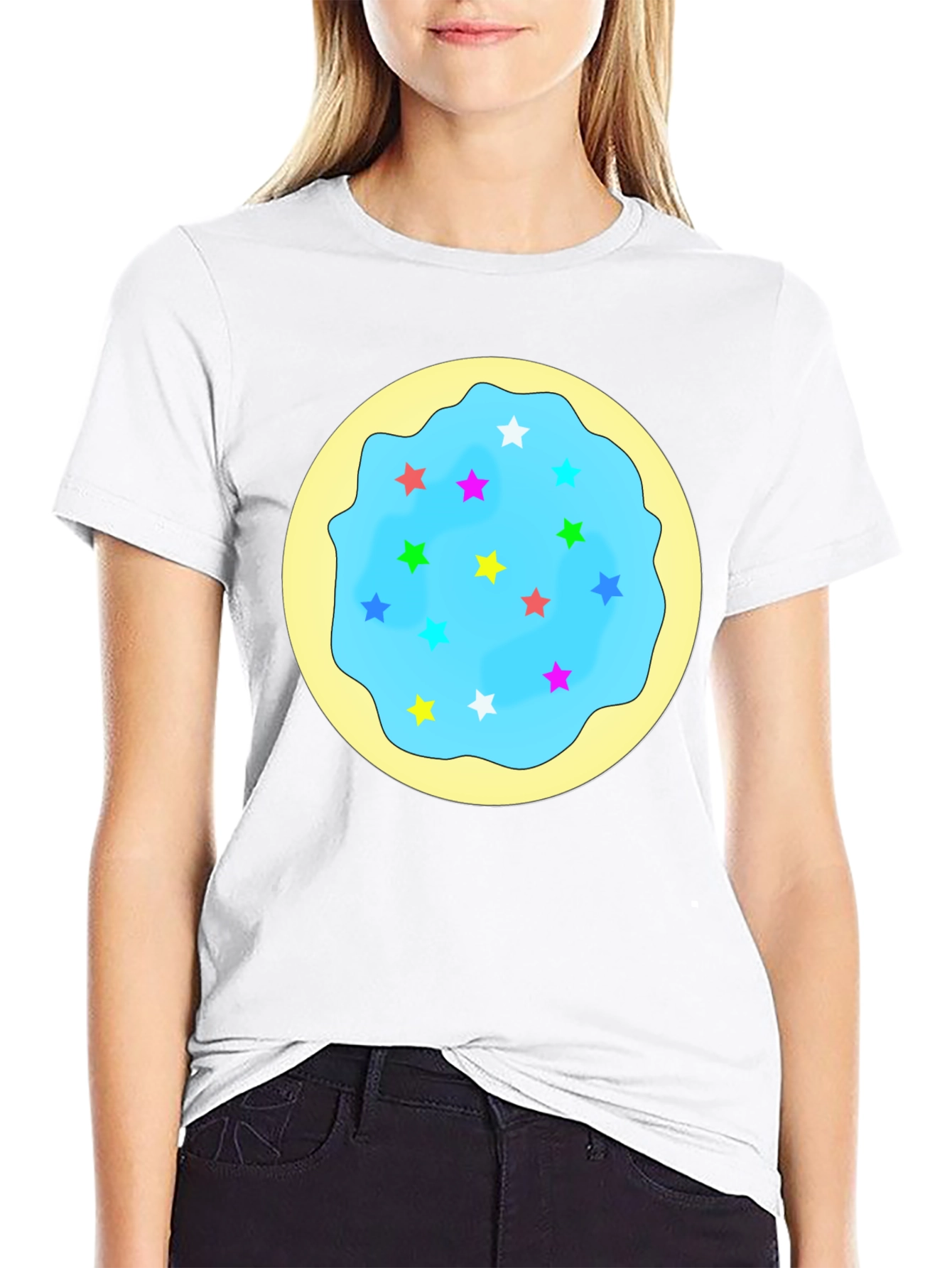 Star Cookie Graphic T-Shirt - Black Crew Neck Tee