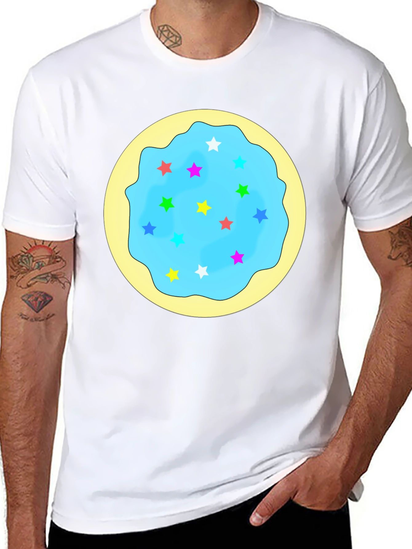 Star Cookie Graphic T-Shirt - Black Crew Neck Tee