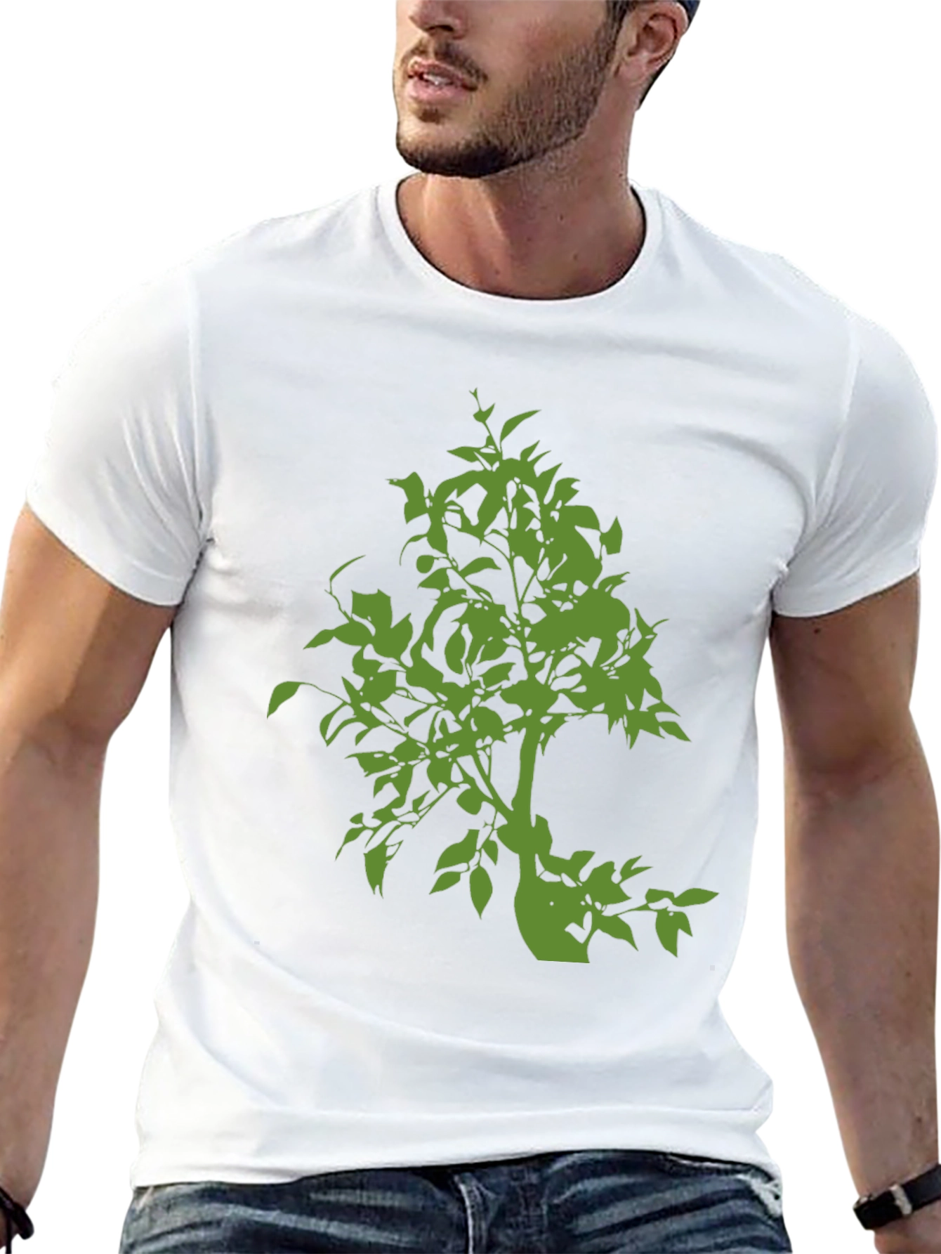 Green Tree Graphic Black T-Shirt