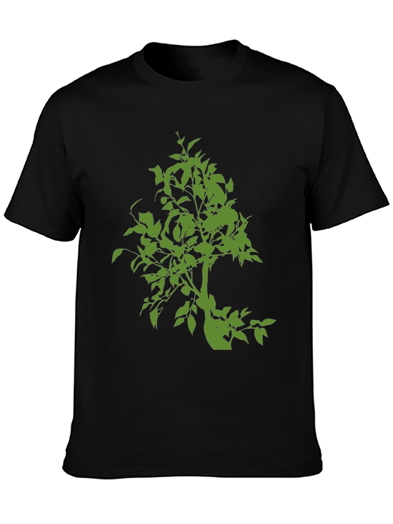 Green Tree Graphic Black T-Shirt