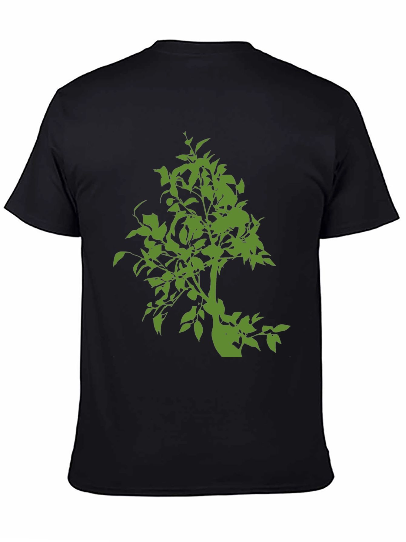 Green Tree Graphic Black T-Shirt