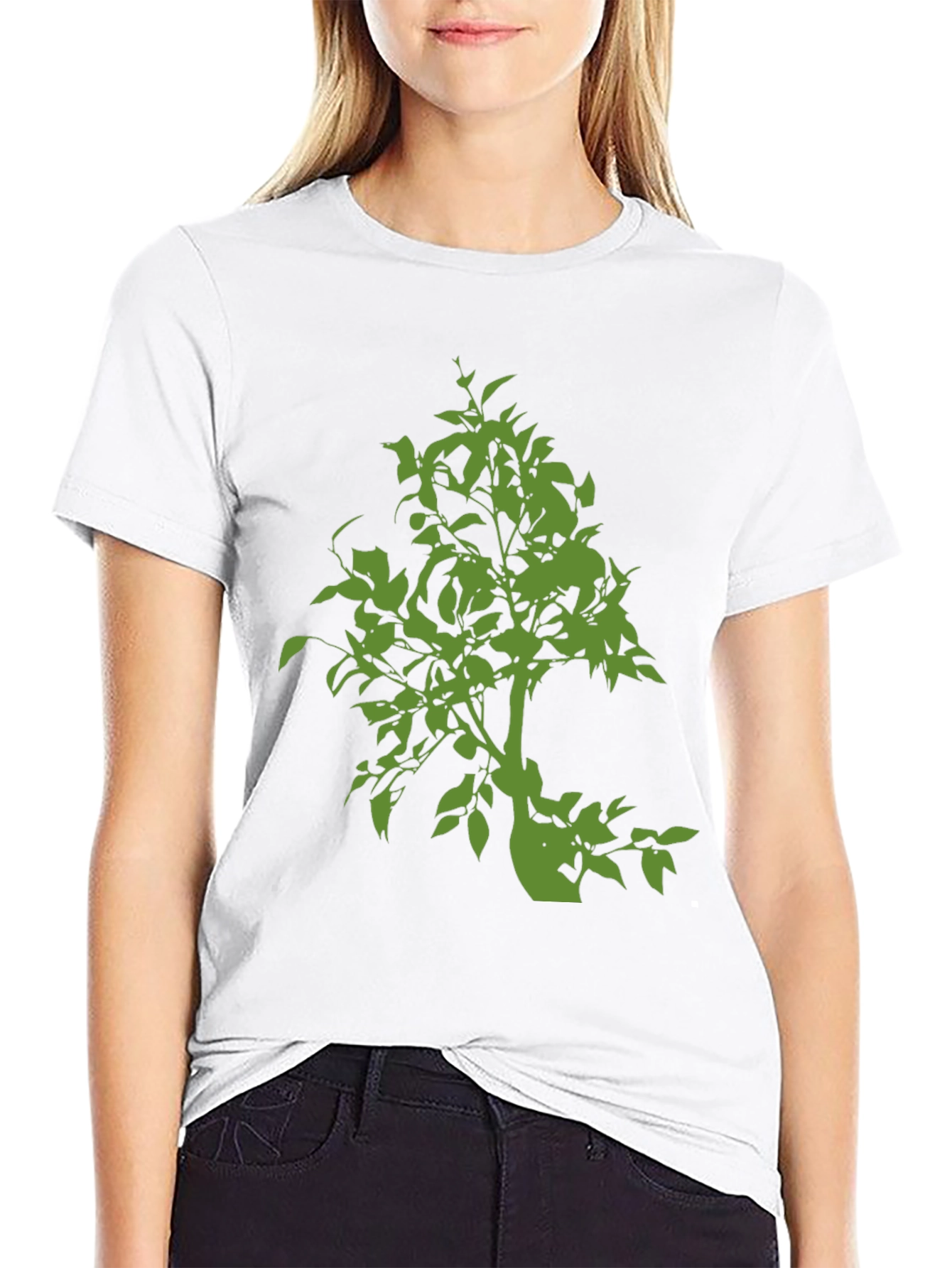 Green Tree Graphic Black T-Shirt