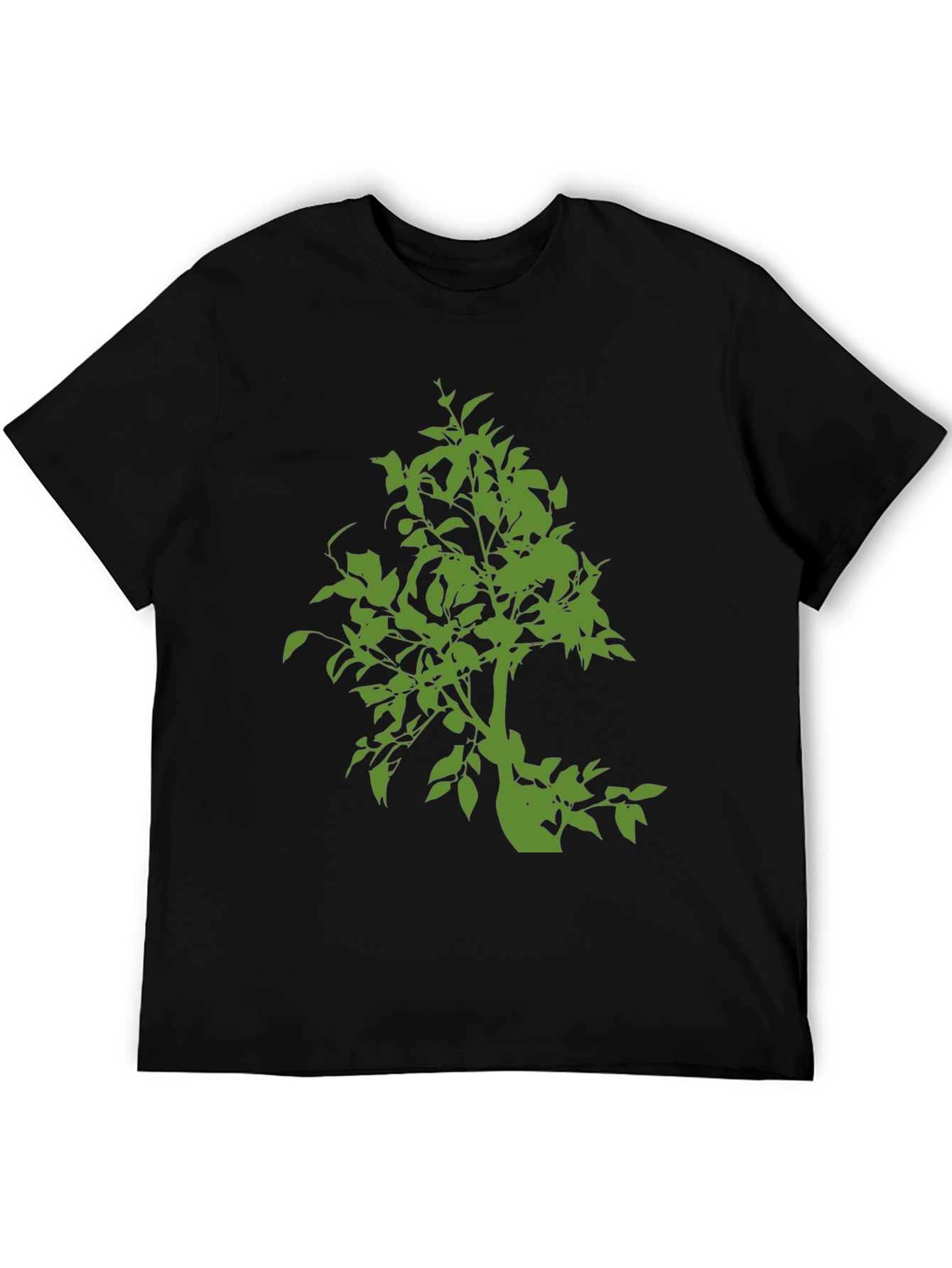 Green Tree Graphic Black T-Shirt