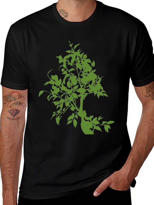 Green Tree Graphic Black T-Shirt