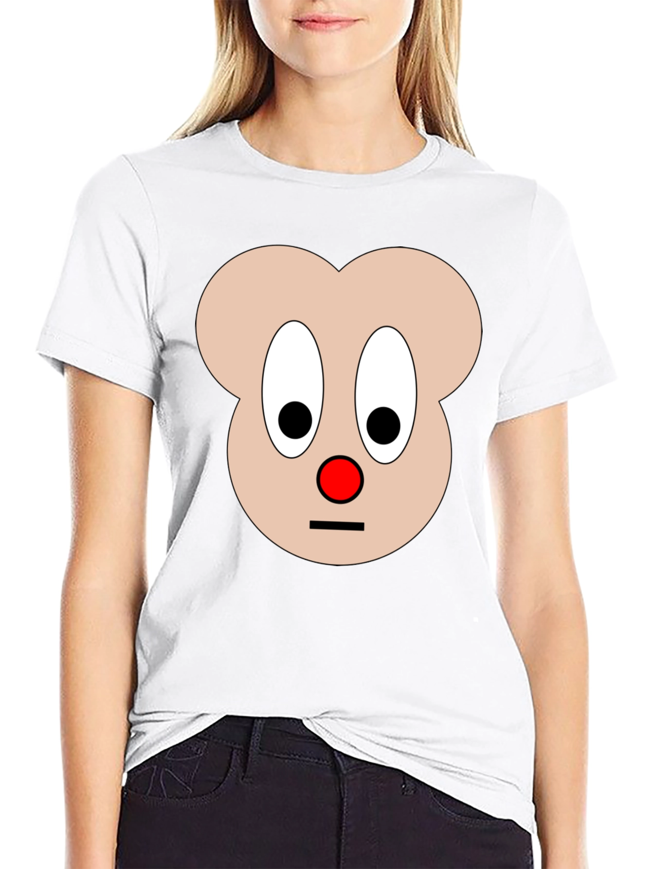 Funny Cartoon Face Graphic T-Shirt - Black