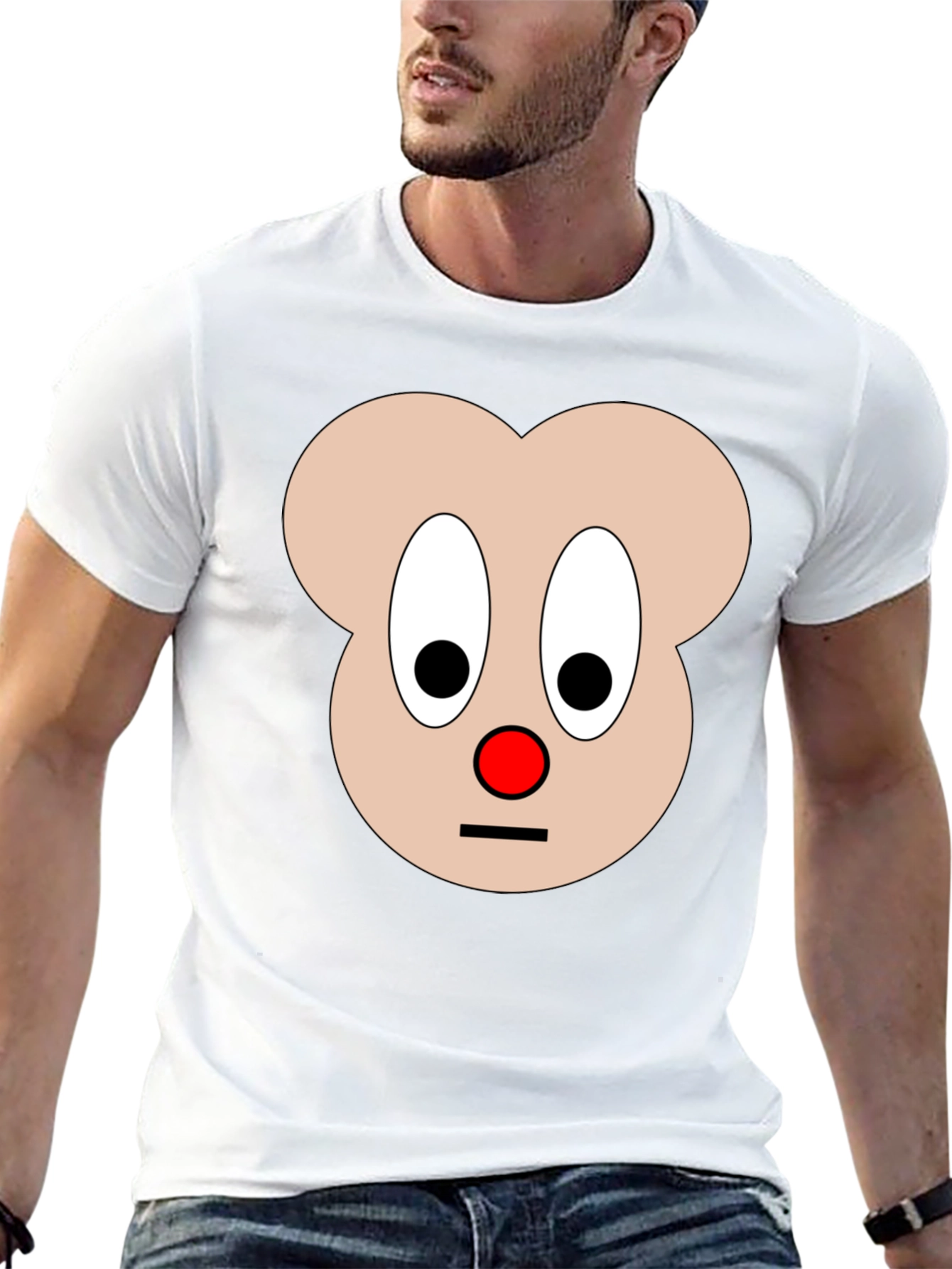Funny Cartoon Face Graphic T-Shirt - Black