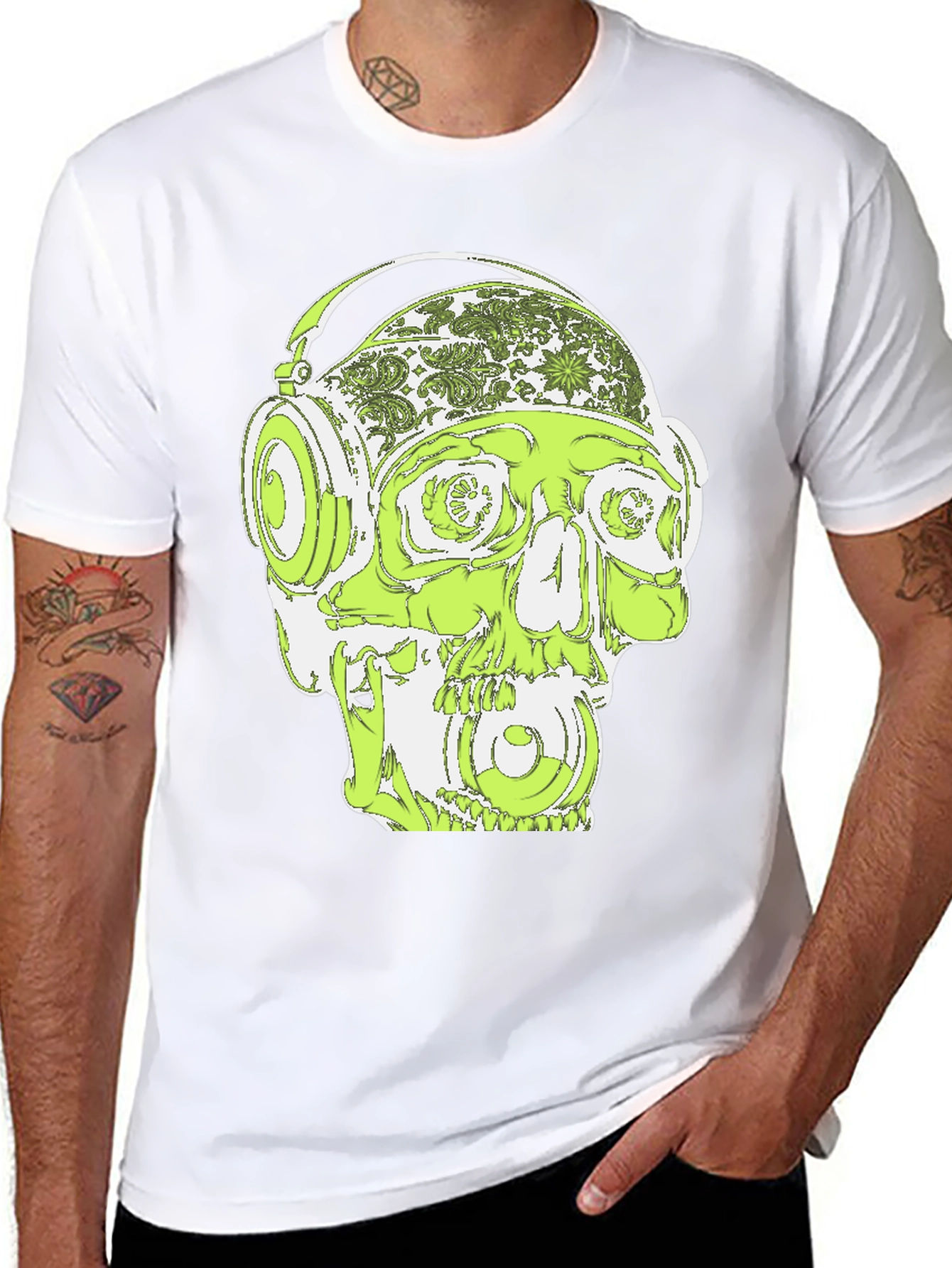 Skull Headphone Graphic T-Shirt