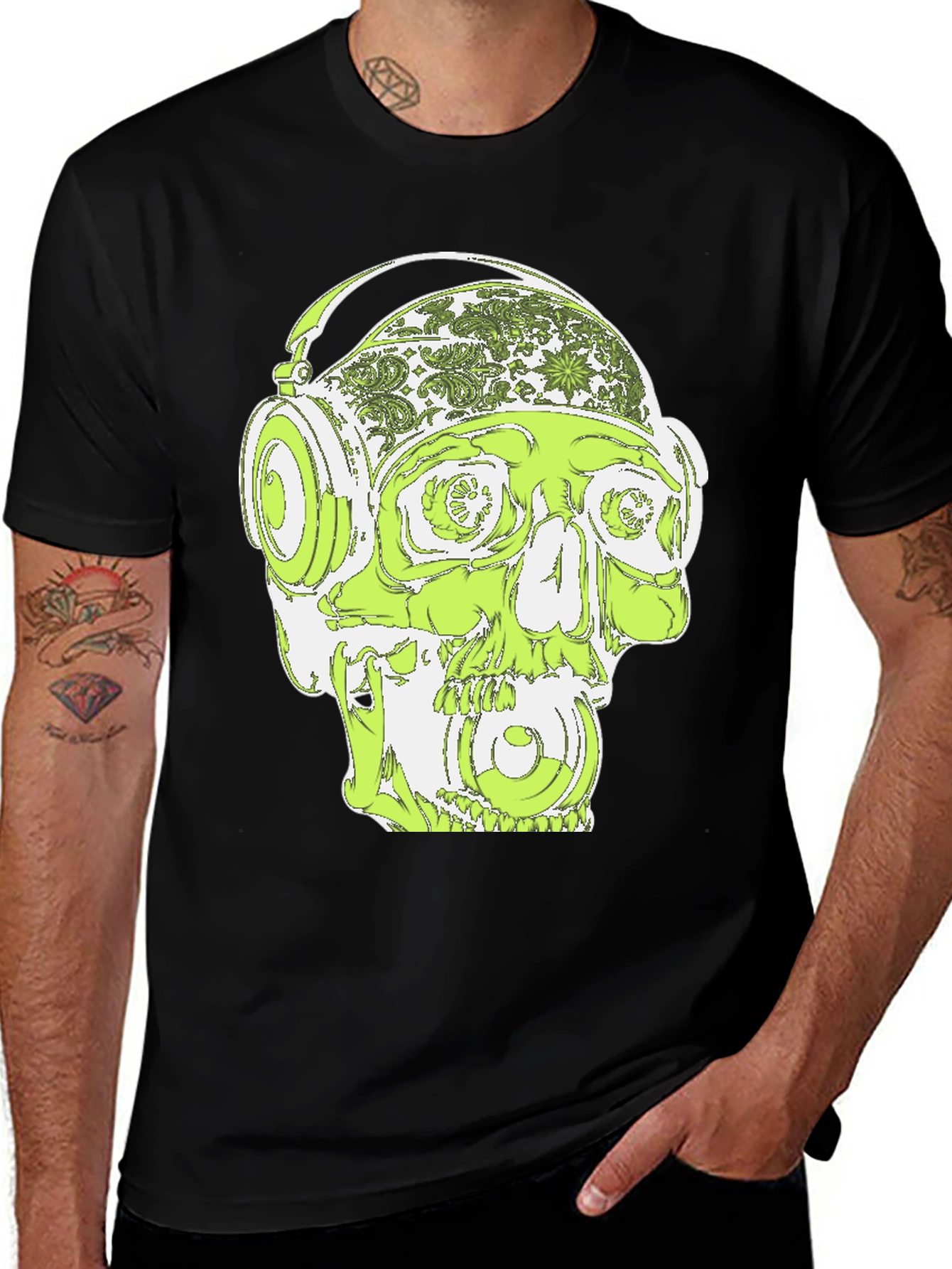 Skull Headphone Graphic T-Shirt