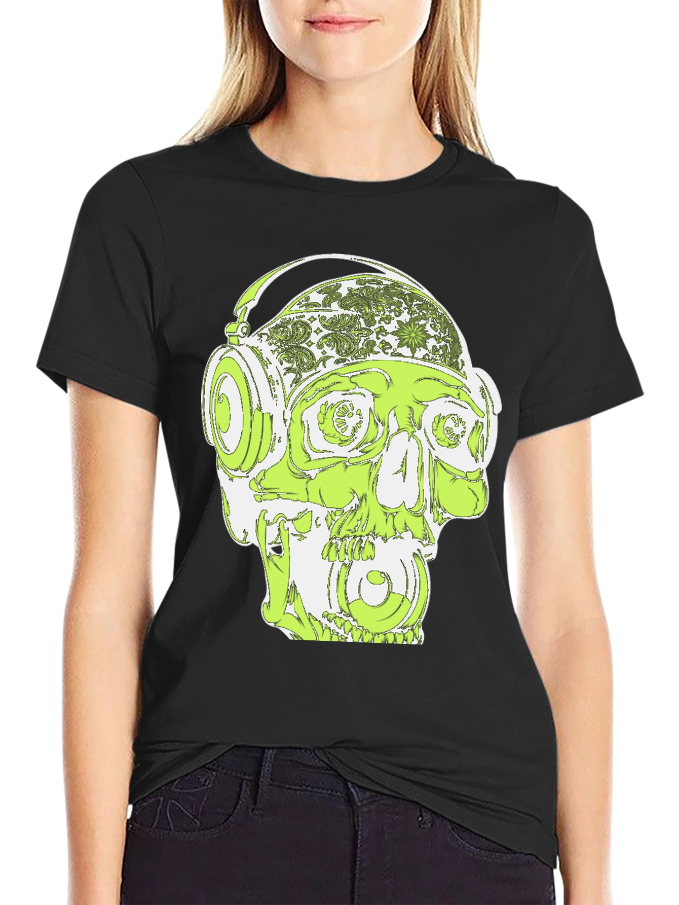 Skull Headphone Graphic T-Shirt