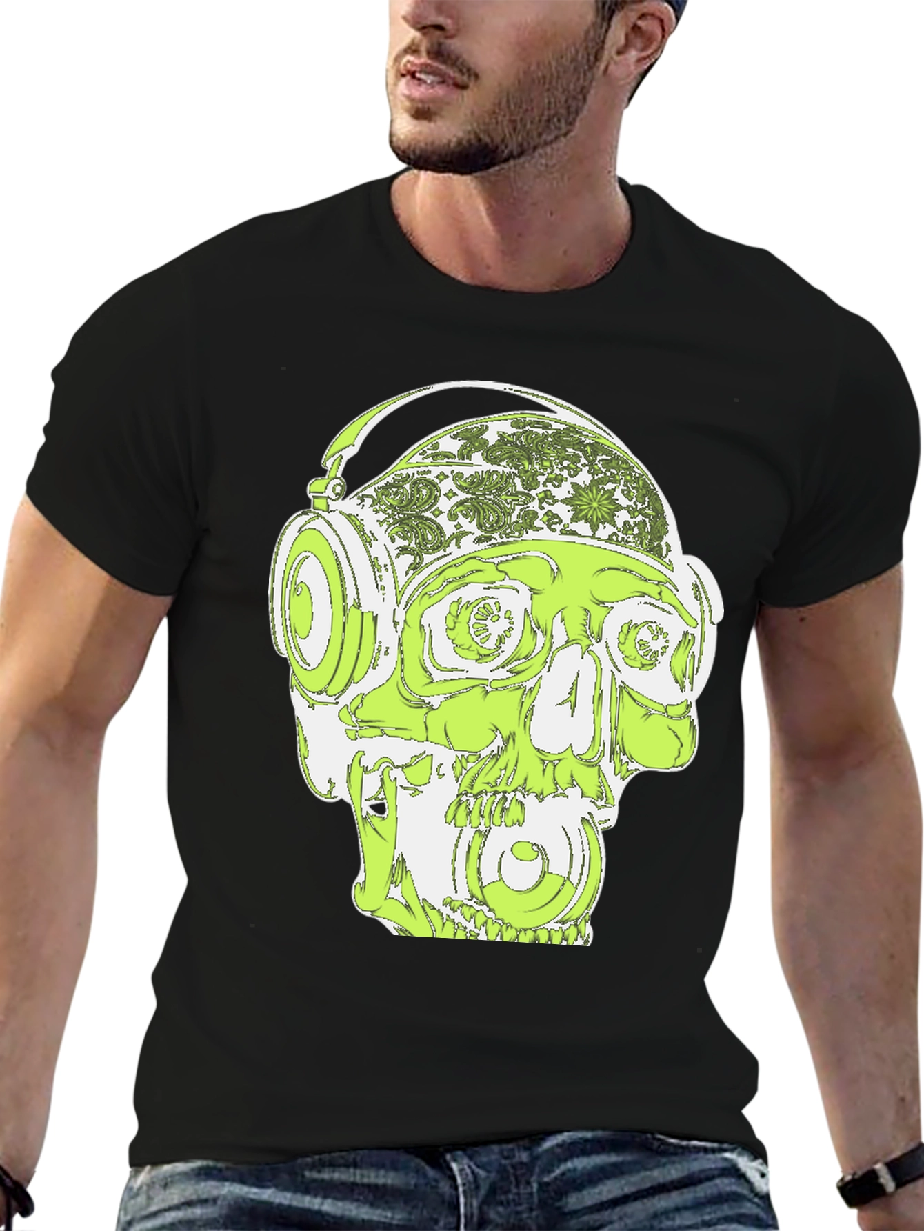 Skull Headphone Graphic T-Shirt