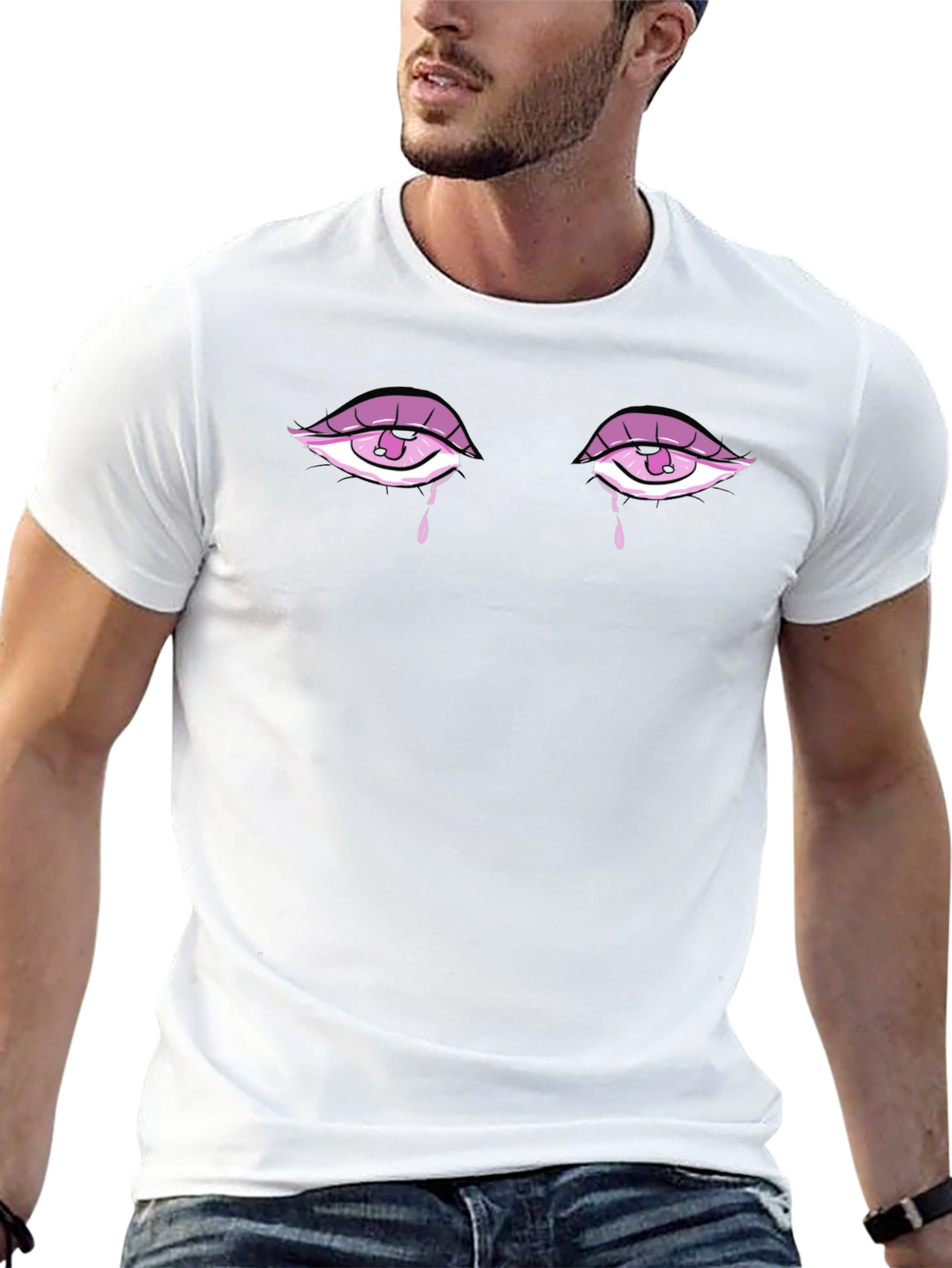 Teary Eyes Graphic Tee - Stylish Unisex Black T-Shirt