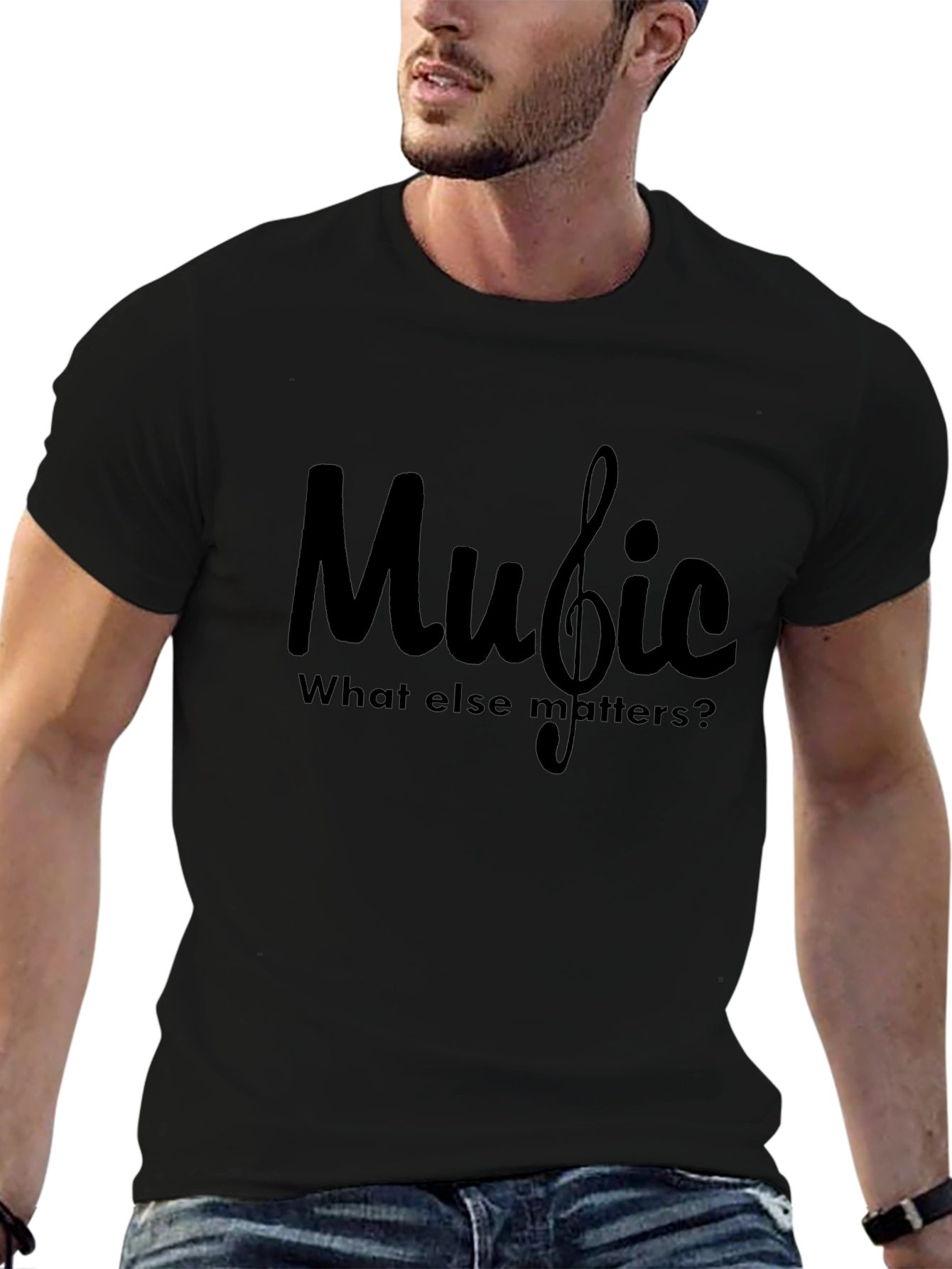 Music Lovers Black Graphic Tee - What Else Matters?
