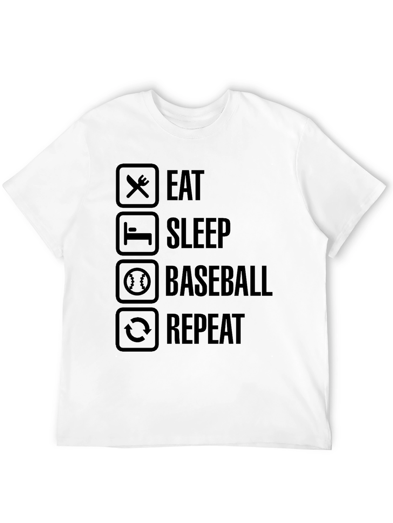 Eat Sleep Baseball Repeat Black Graphic Tee