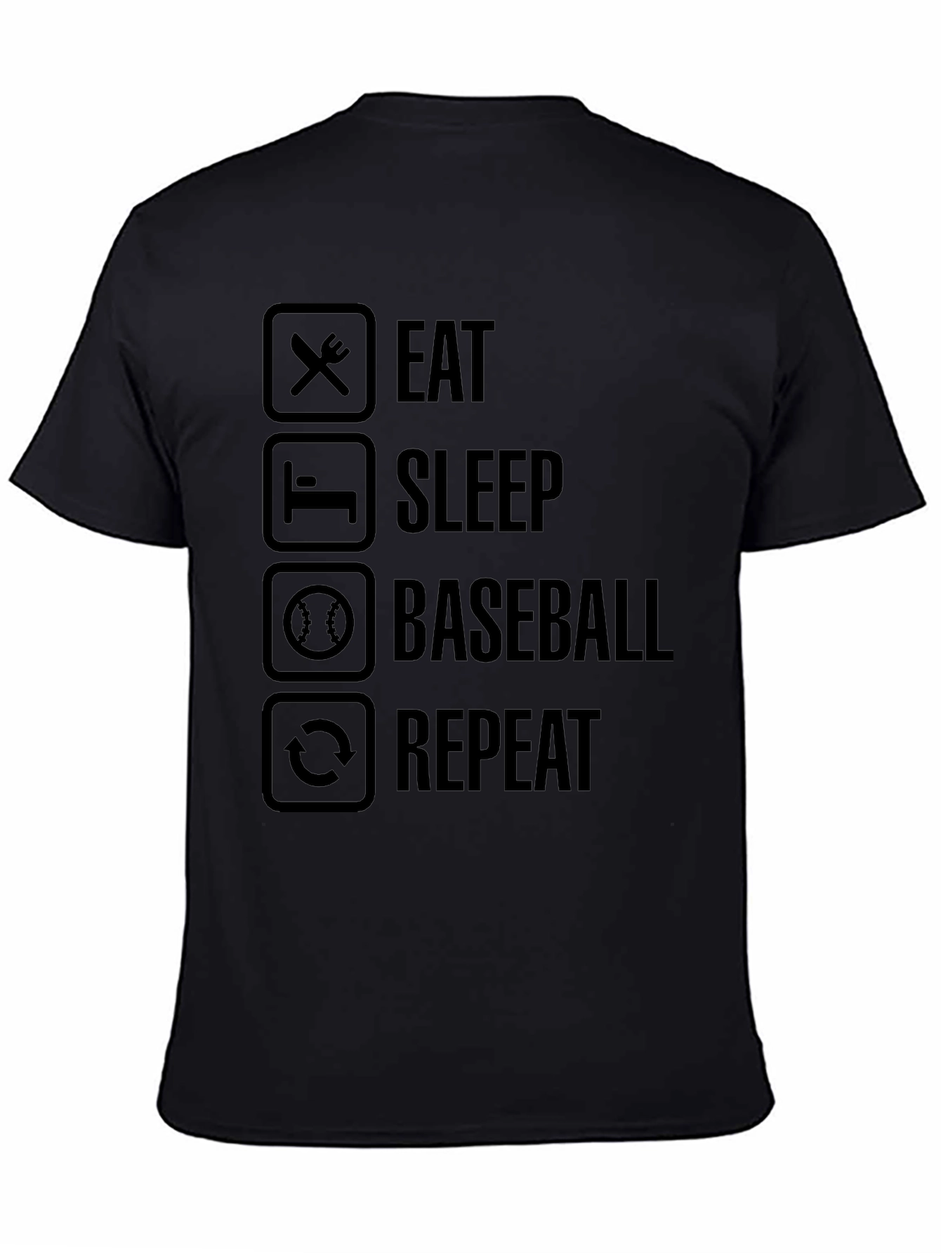 Eat Sleep Baseball Repeat Black Graphic Tee