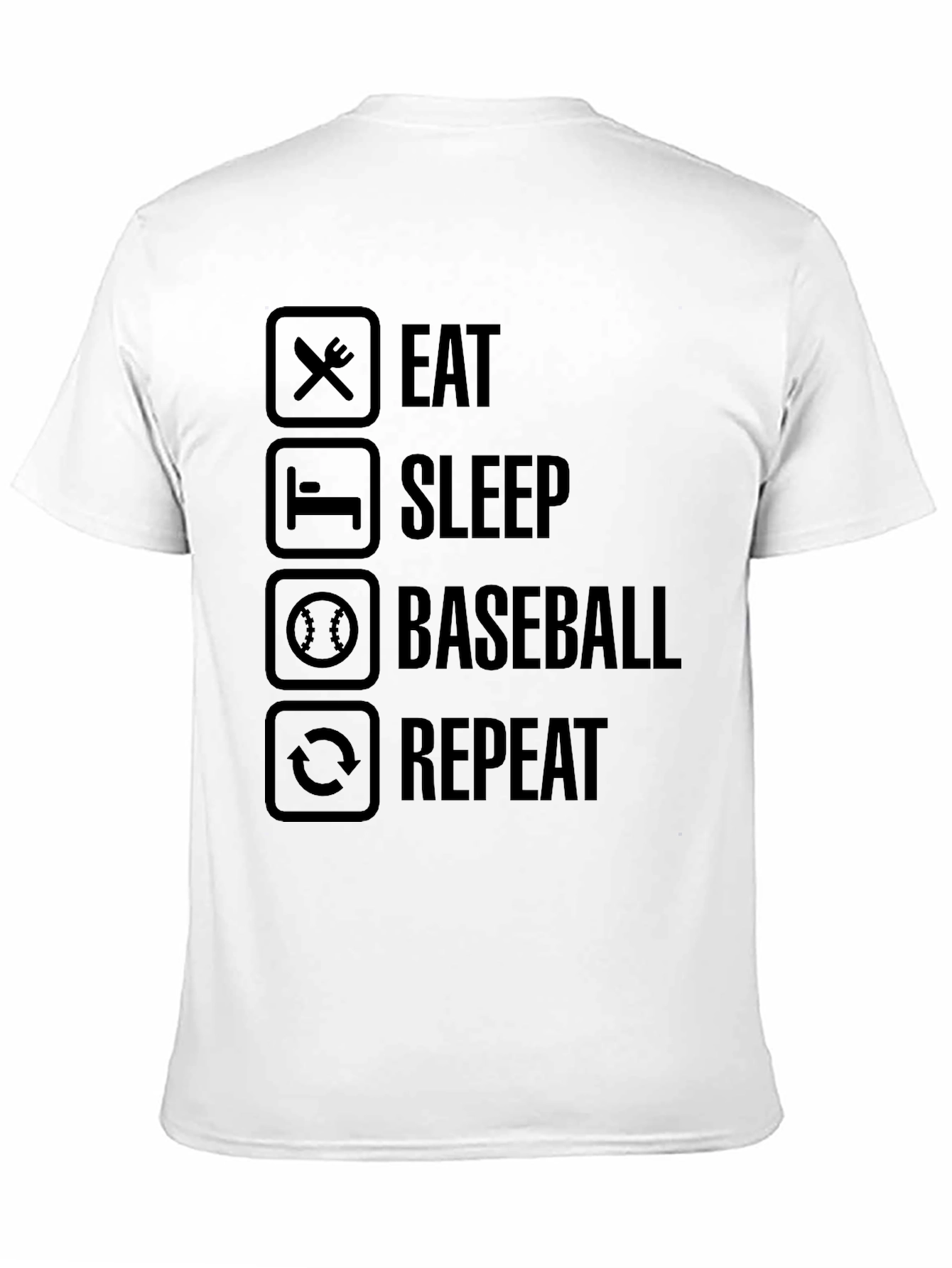 Eat Sleep Baseball Repeat Black Graphic Tee
