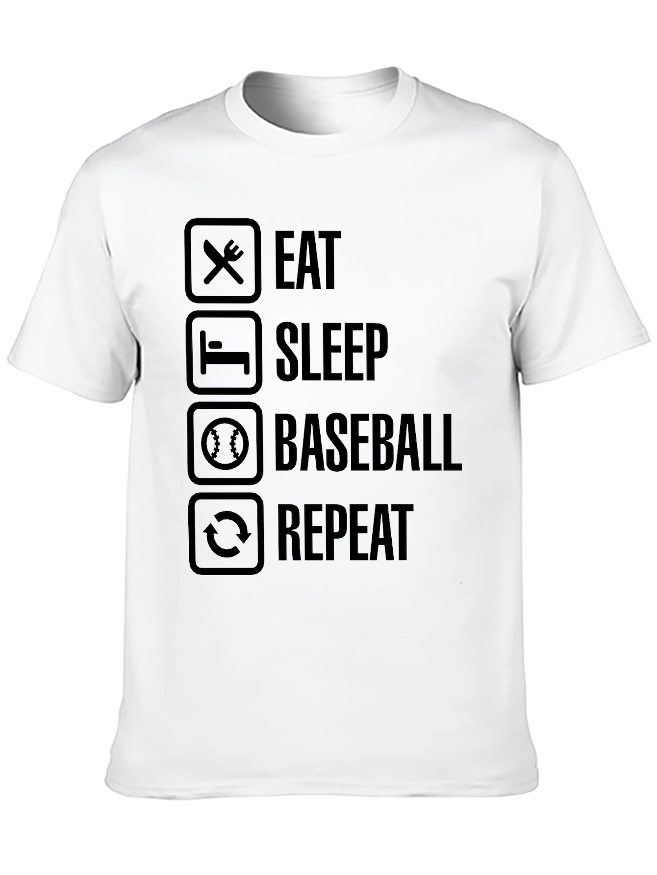 Eat Sleep Baseball Repeat Black Graphic Tee