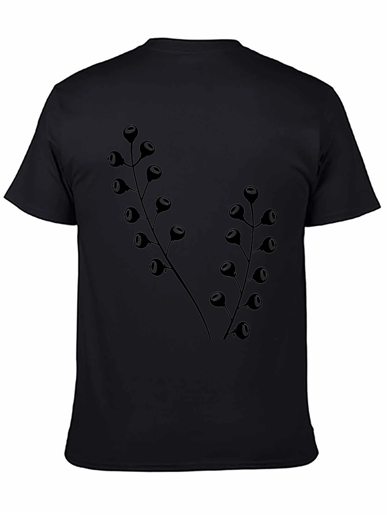 Botanical Black T-Shirt - Modern Plant Design