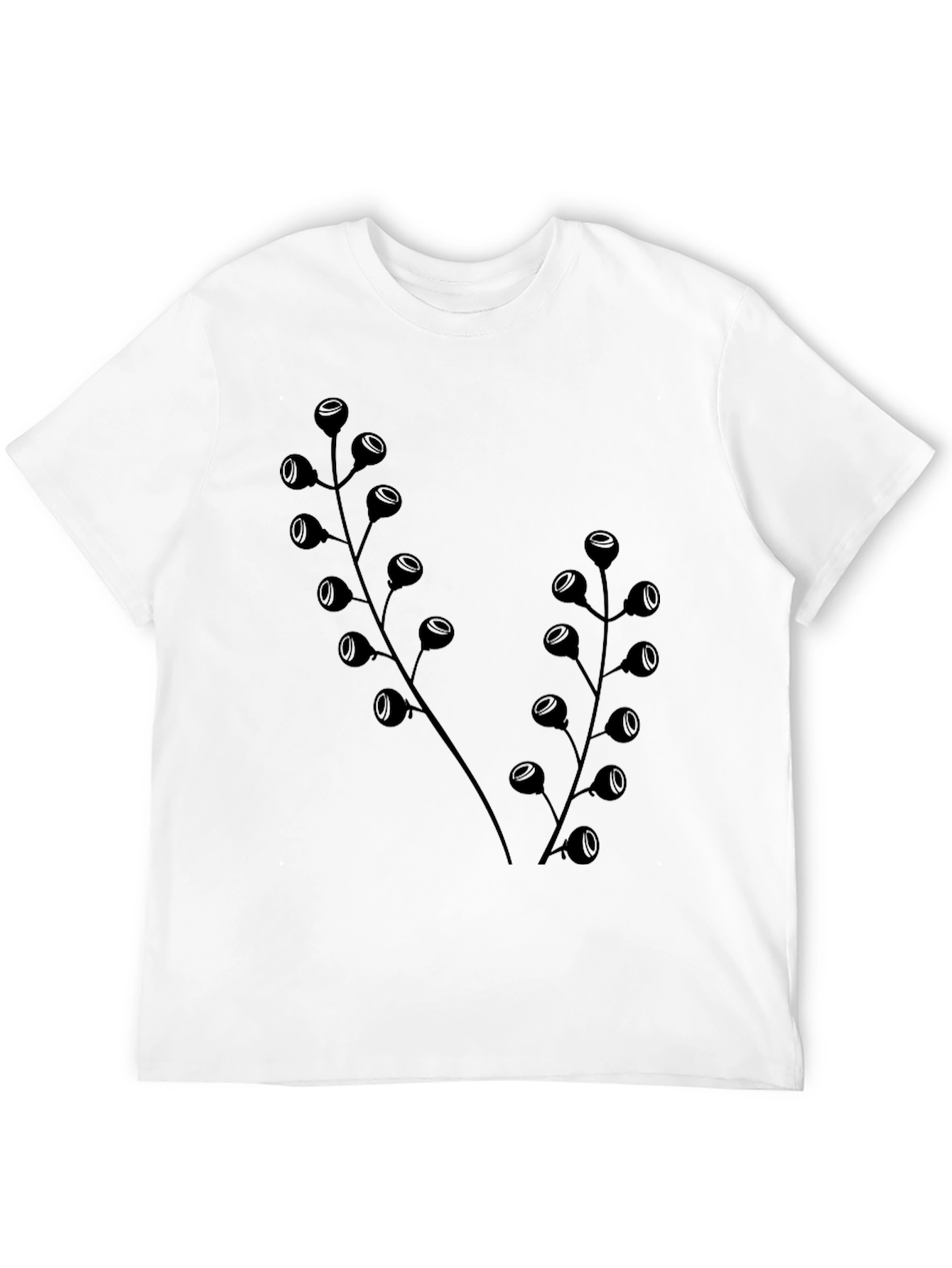 Botanical Black T-Shirt - Modern Plant Design