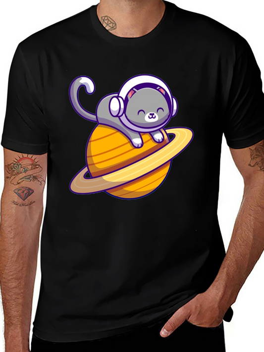 Space Cat T-Shirt - Saturn Planet