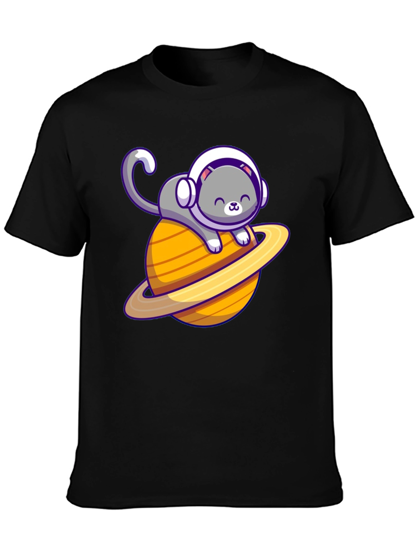 Space Cat T-Shirt - Saturn Planet