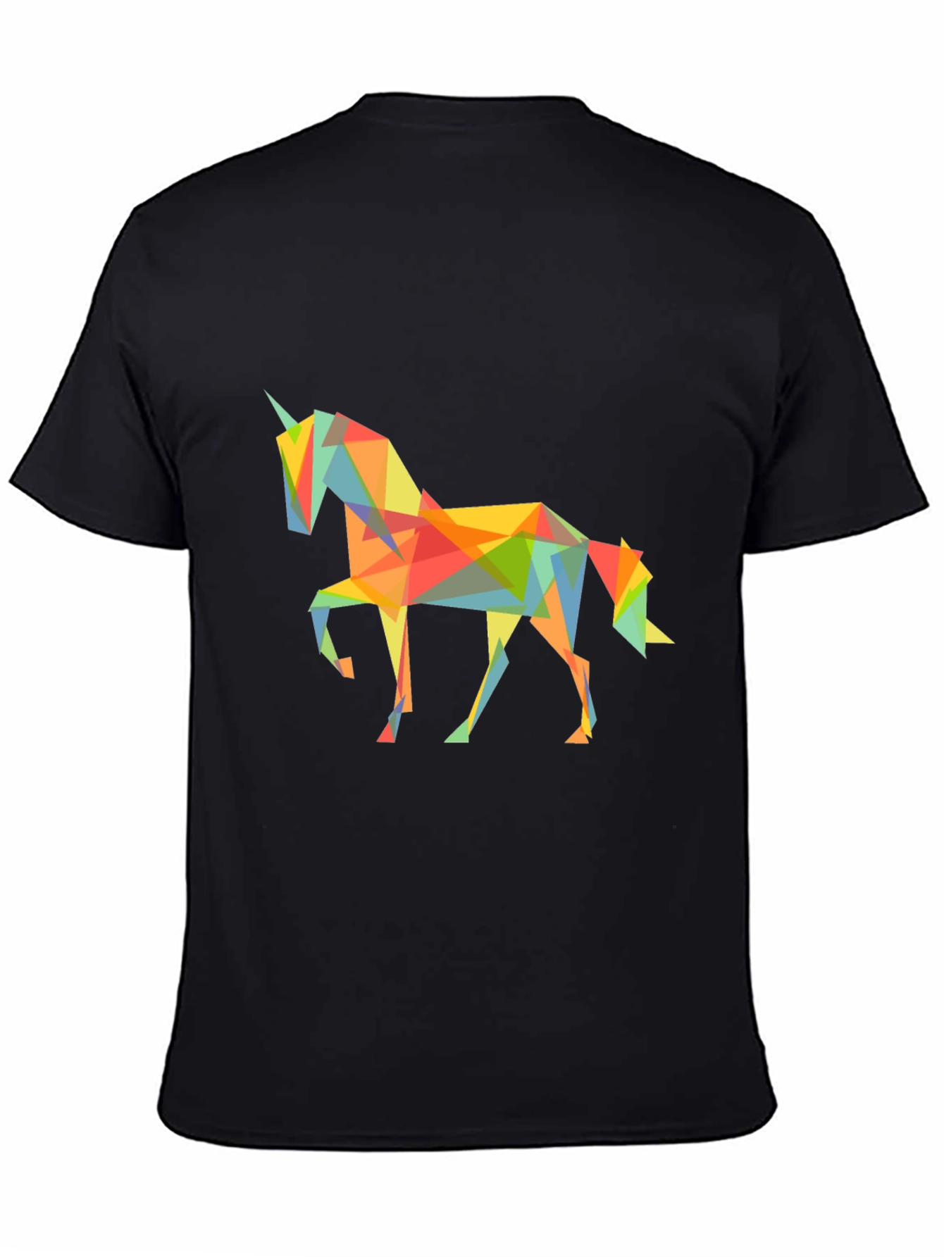 Geometric Unicorn Graphic Tee - Black