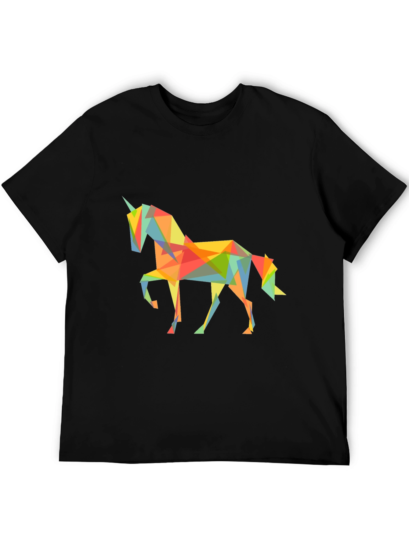Geometric Unicorn Graphic Tee - Black