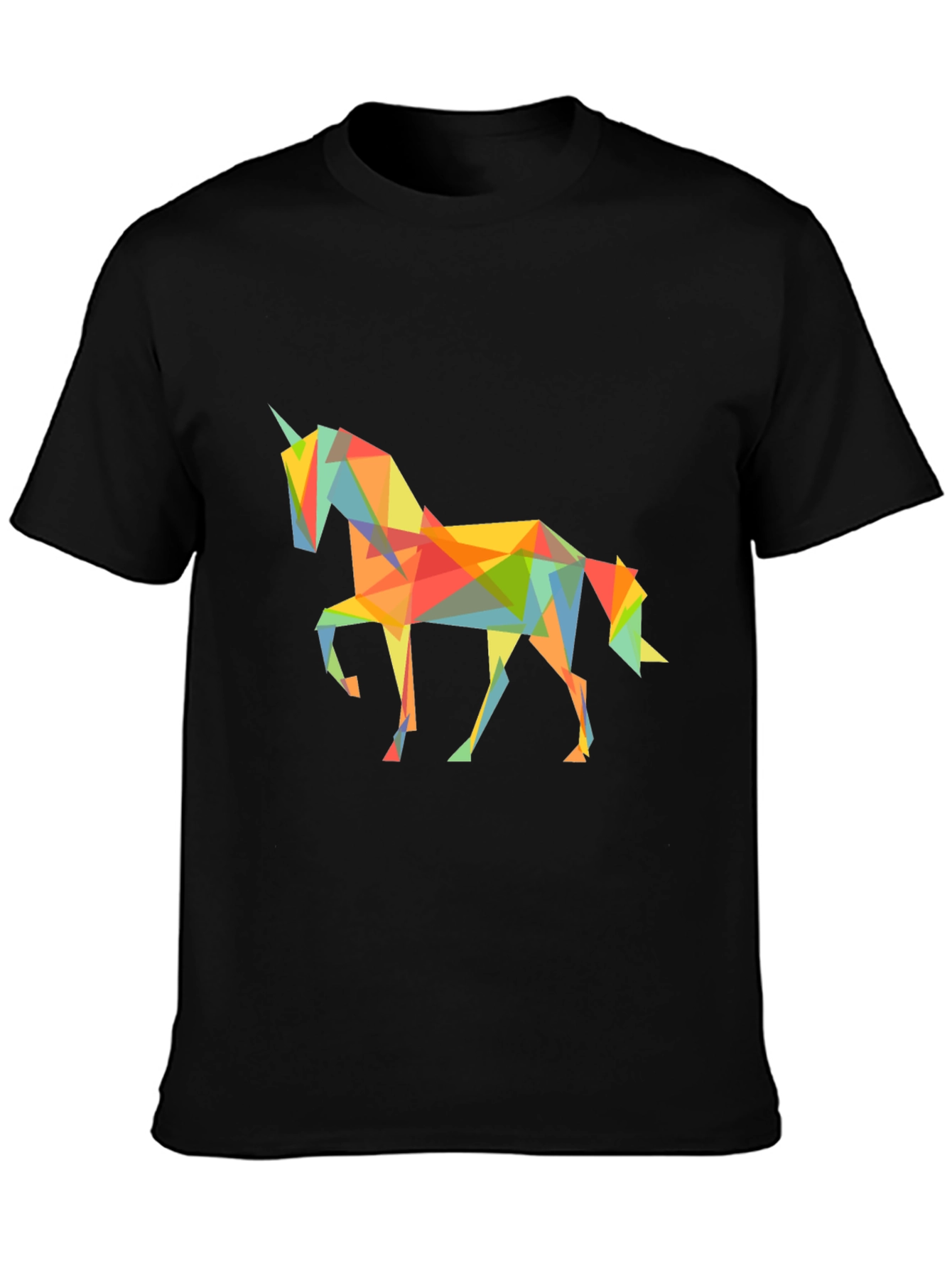 Geometric Unicorn Graphic Tee - Black