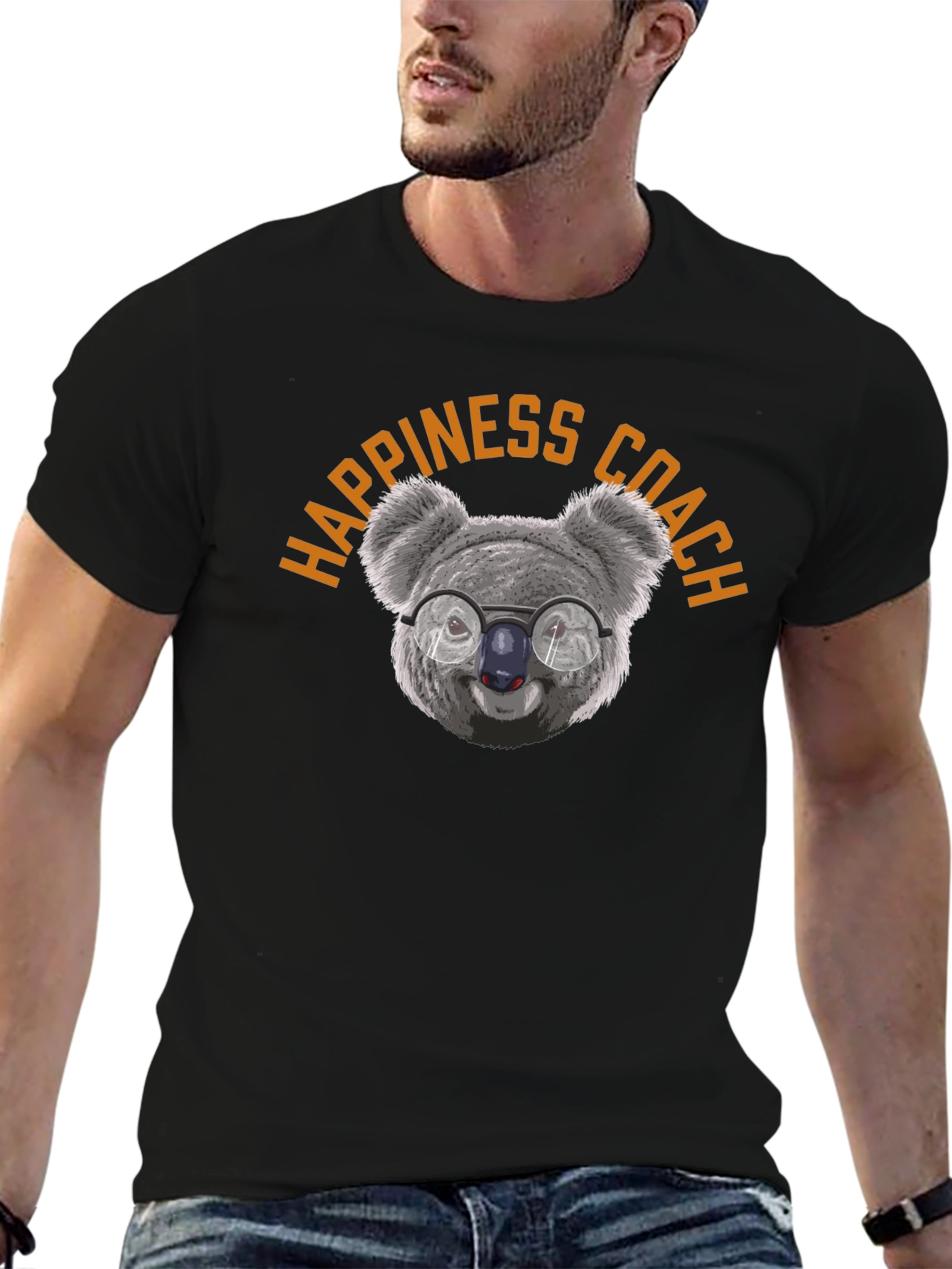 Happiness Coach Koala Graphic Tee - Black