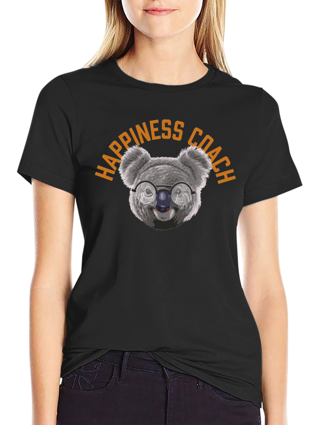 Happiness Coach Koala Graphic Tee - Black
