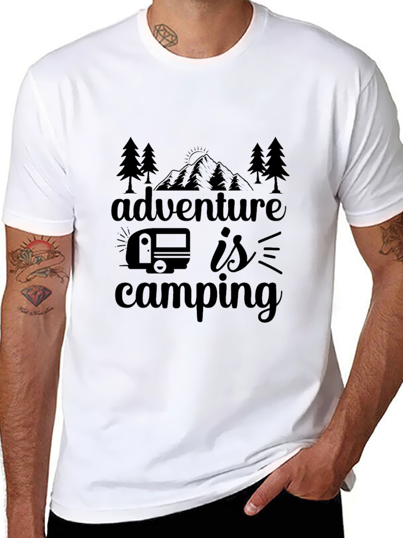 Adventure Is Camping Graphic Tee - Black