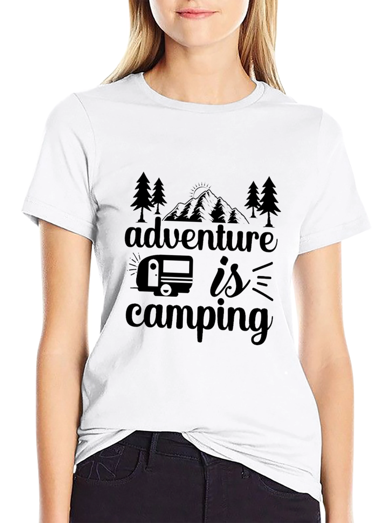 Adventure Is Camping Graphic Tee - Black